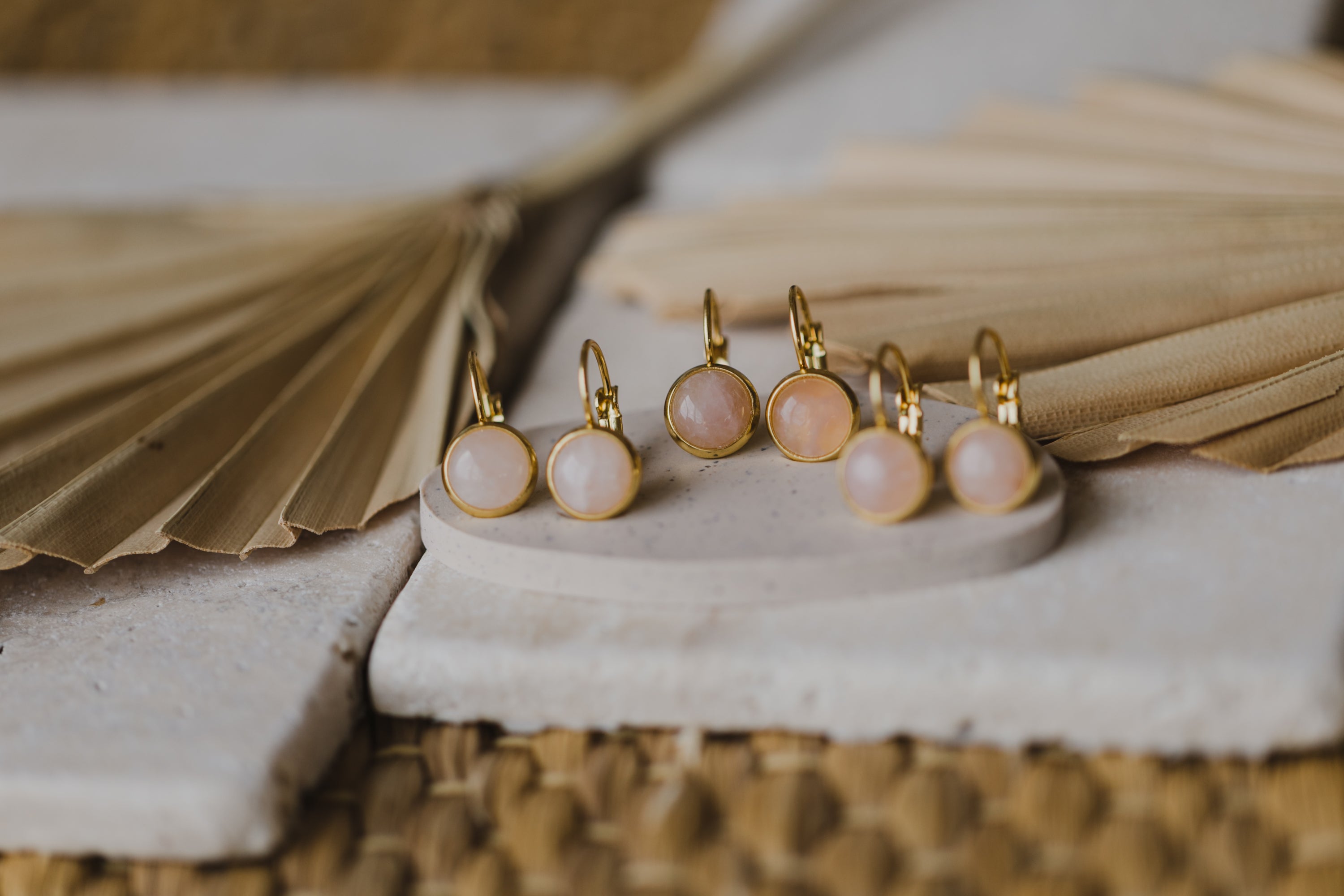 rosa Rosenquarz Edelstein Ohrhänger (8 mm)