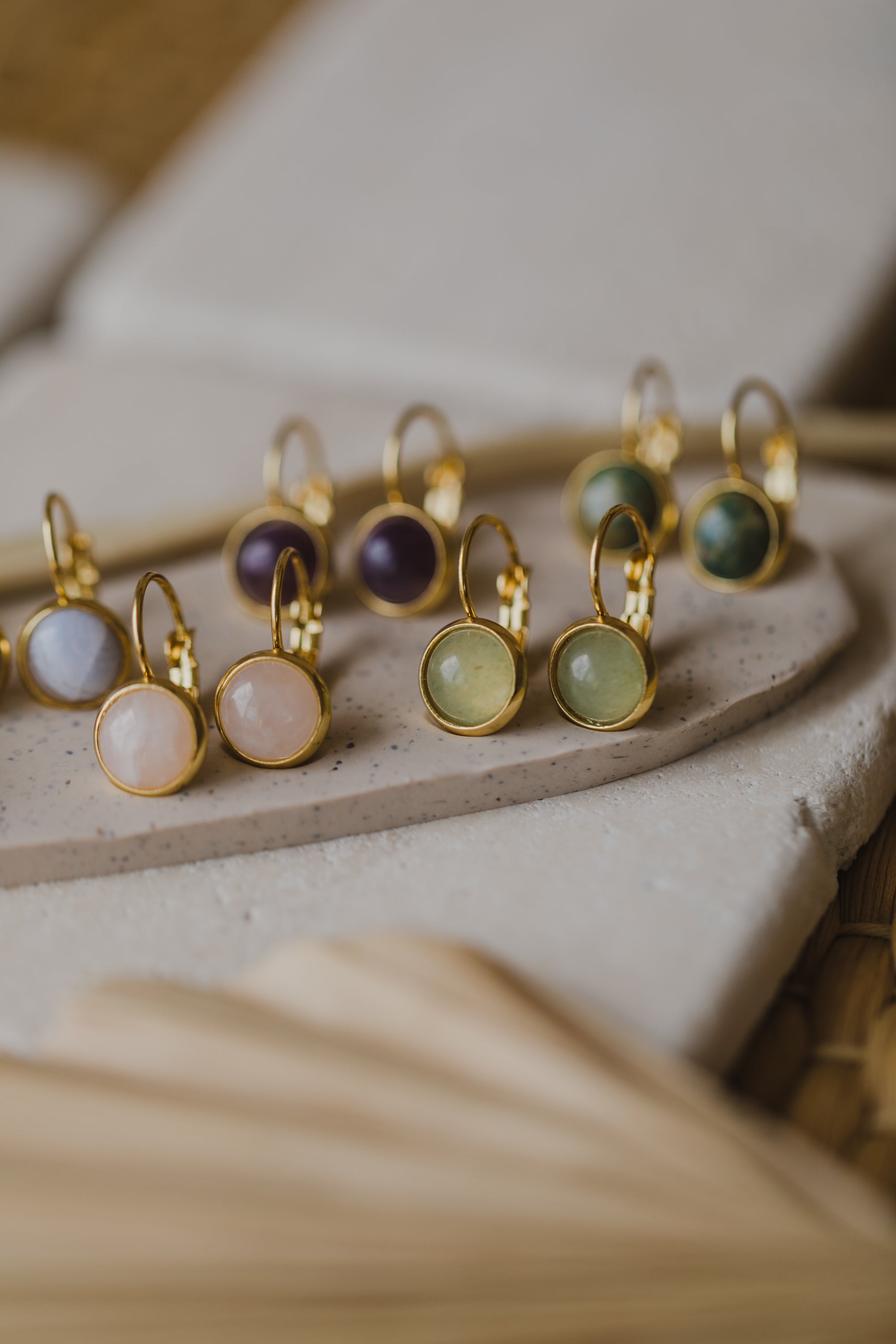 grüne Aventurin Edelstein Ohrhänger (8 mm)