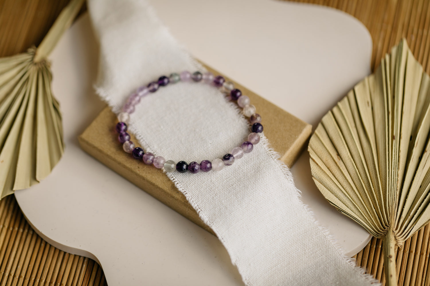 Bracelet with purple fluorite gemstone beads