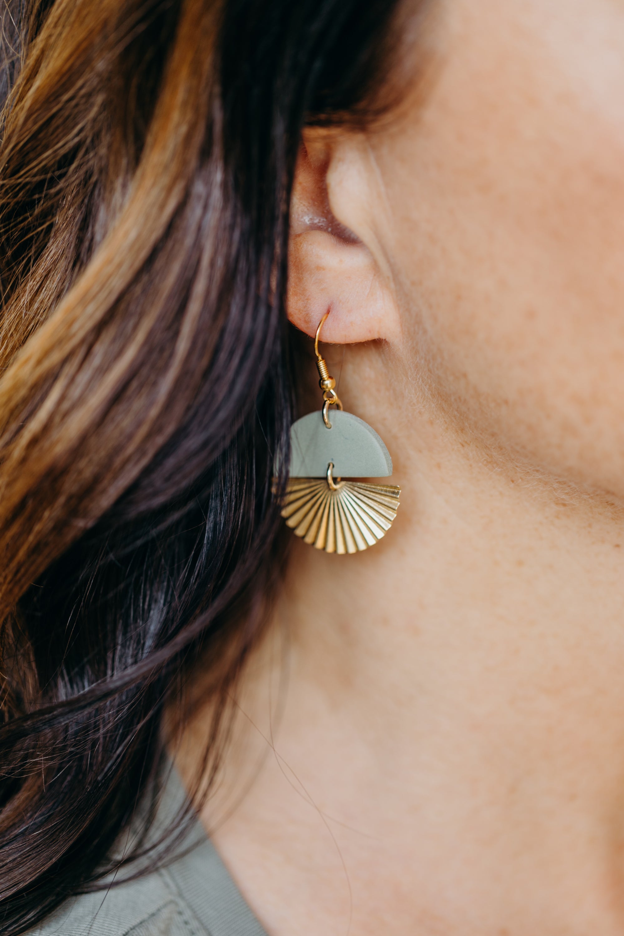 LILOU - Polymer Clay Earring in Eucalyptus Green