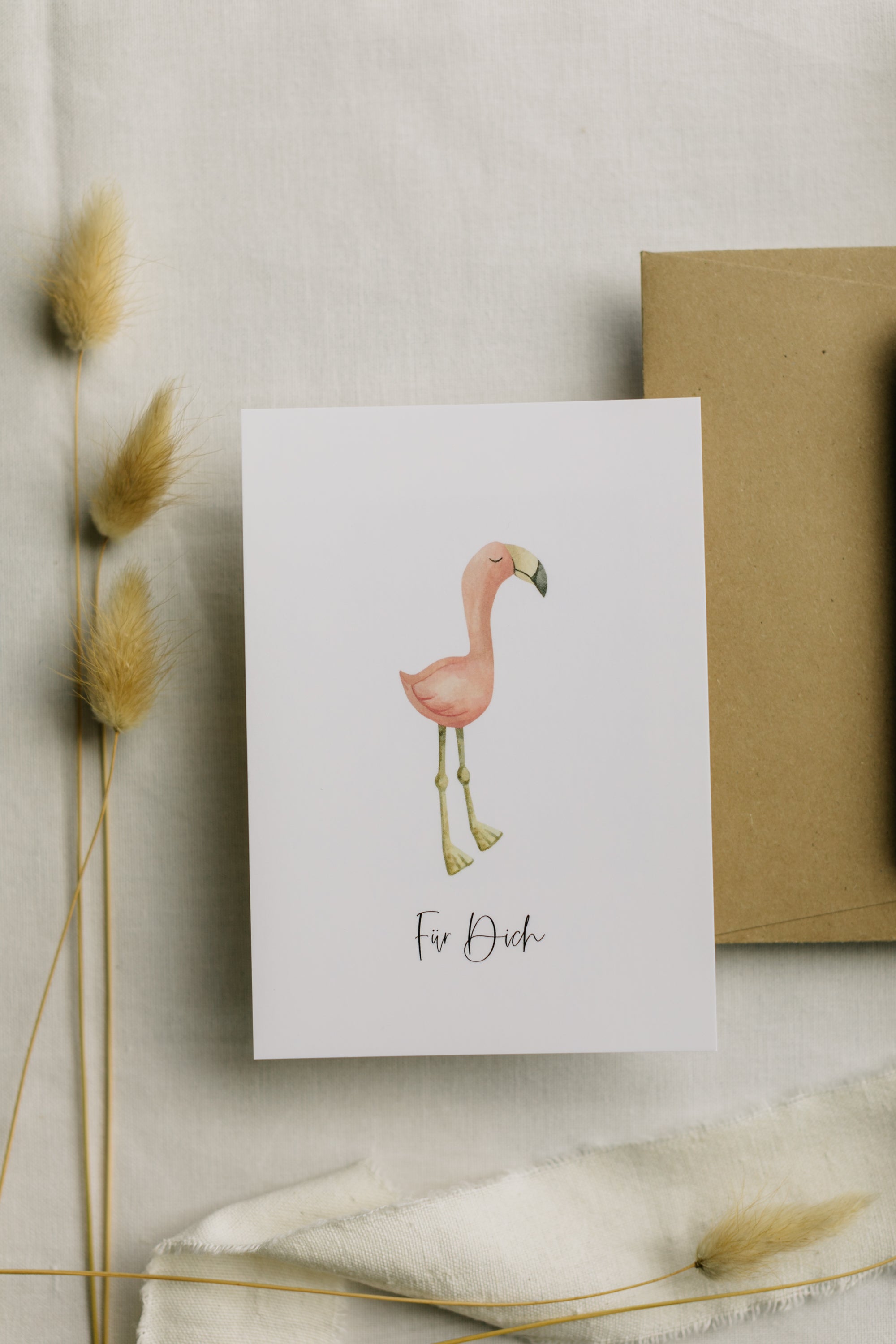 Postcard Flamingo with the inscription: "For you"