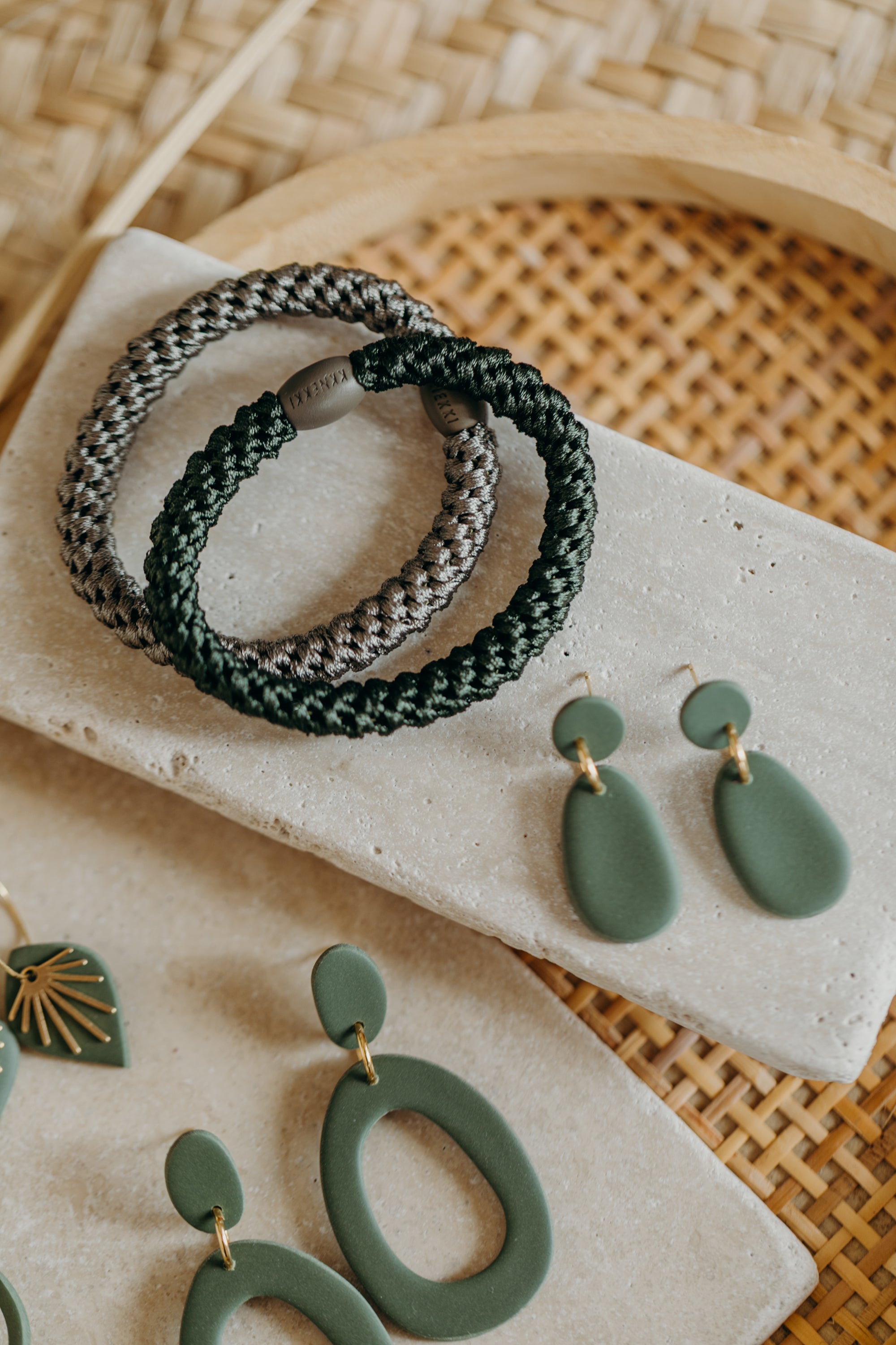 Polymer Clay Earring in Eucalyptus Green