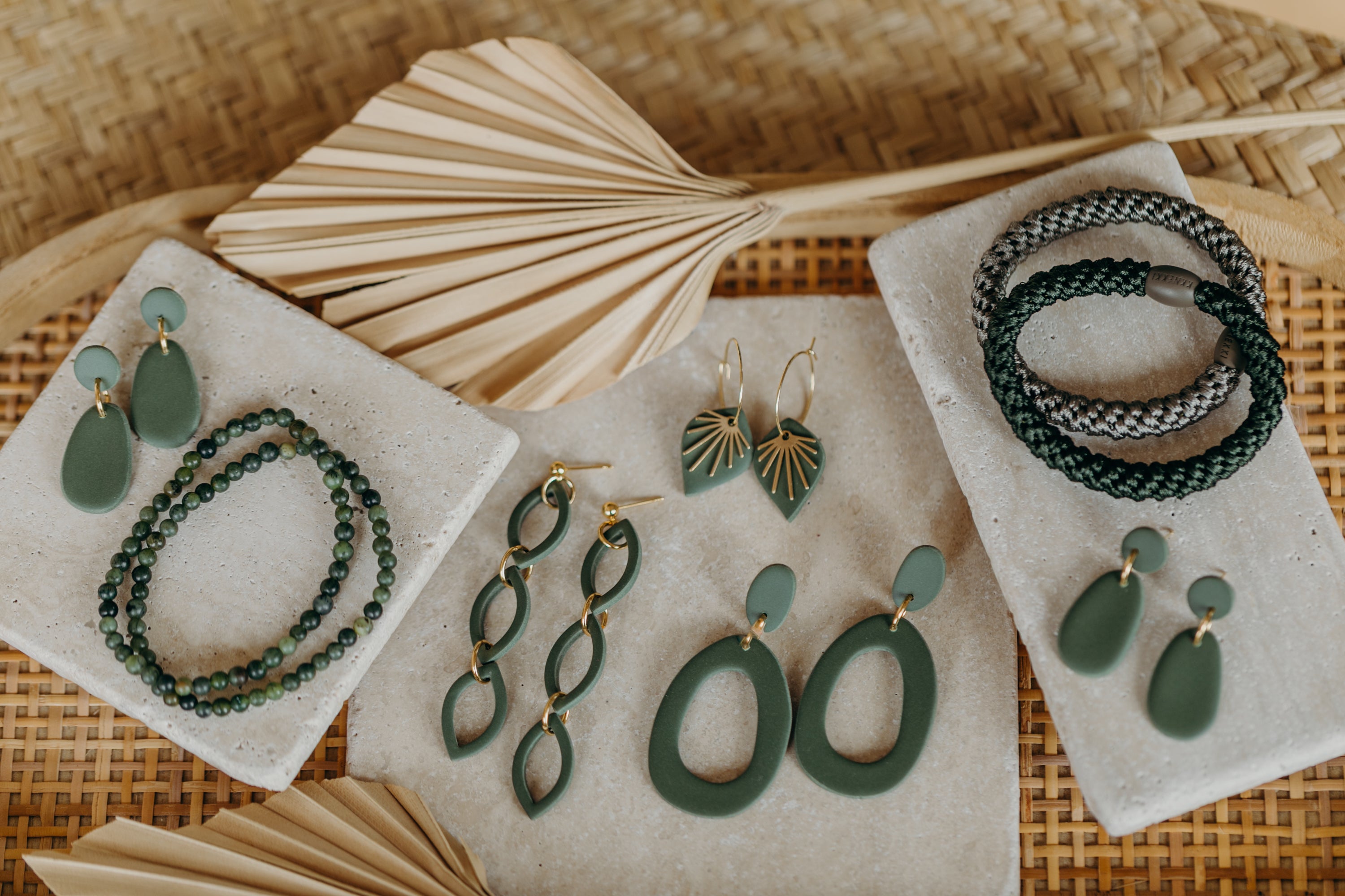 Polymer Clay Earring in Eucalyptus Green