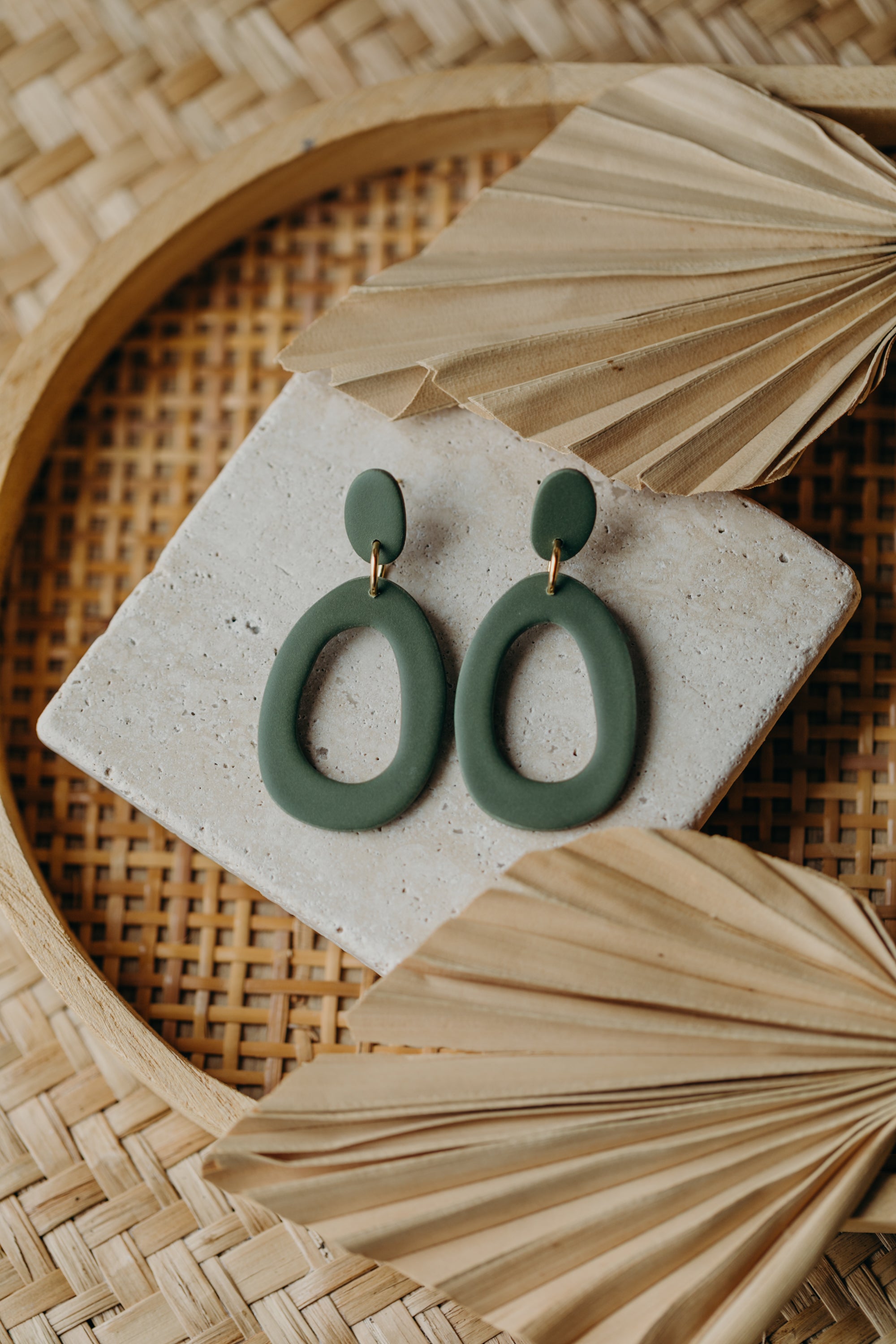 Polymer Clay Earring in Eucalyptus Green