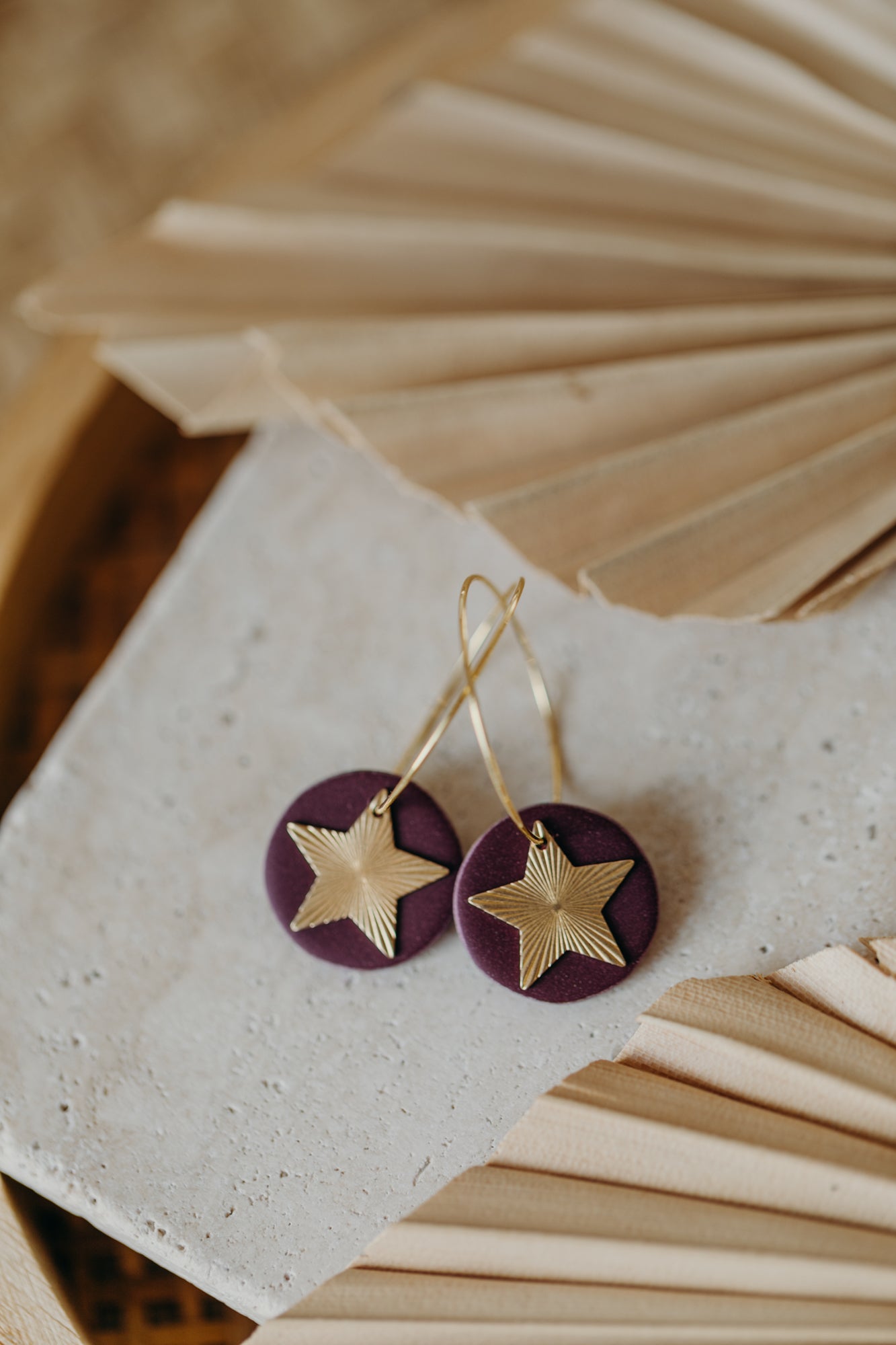 FRANZI - merlot farbene Creolen mit Stern