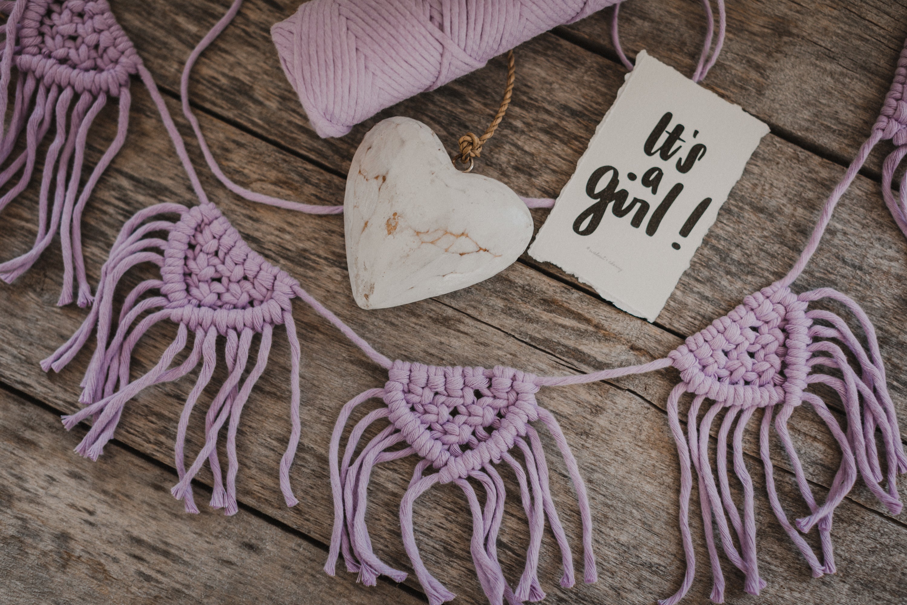 Macrame garland in purple