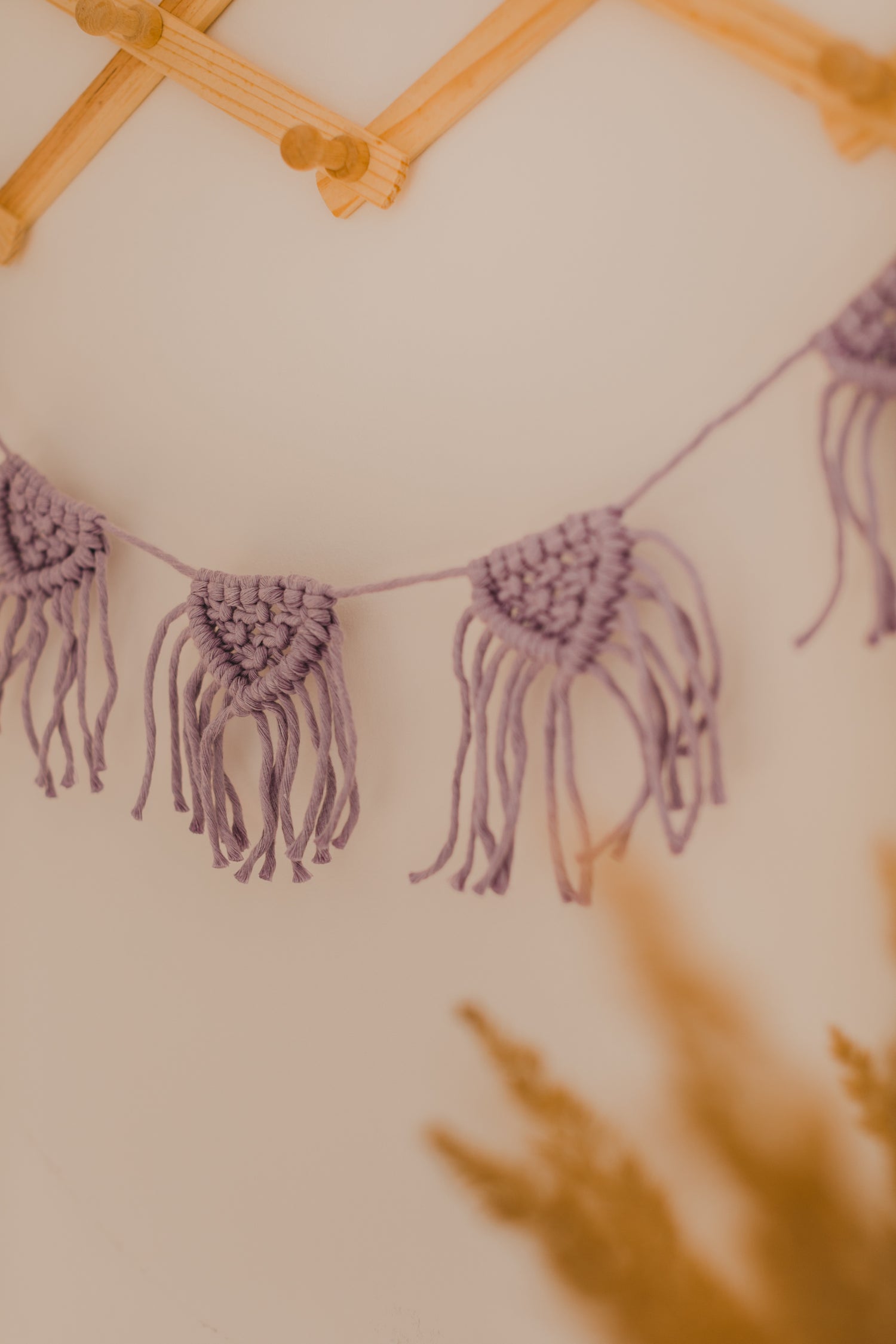 Macrame garland in purple