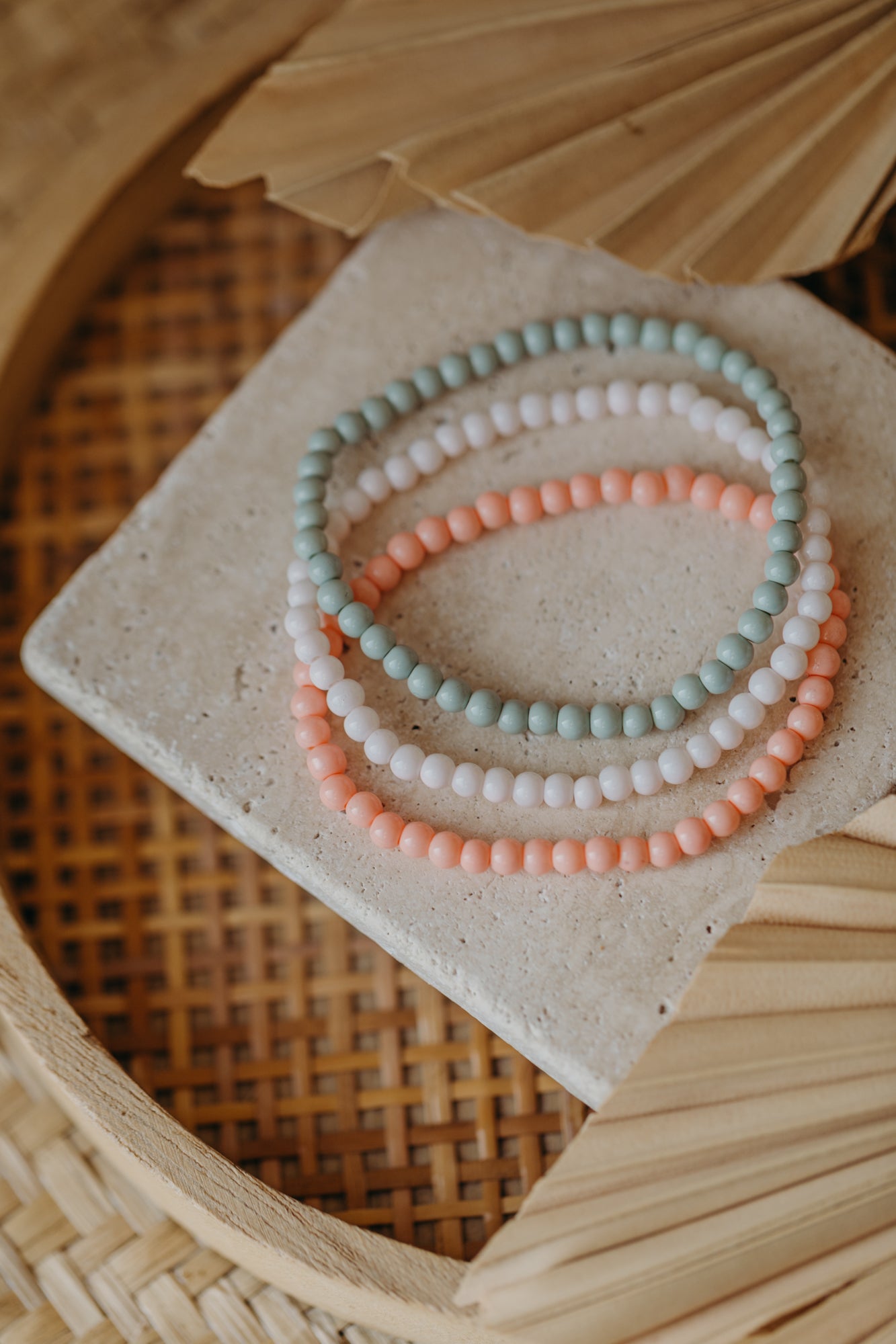 eucalyptus green glass bead bracelet (4mm)