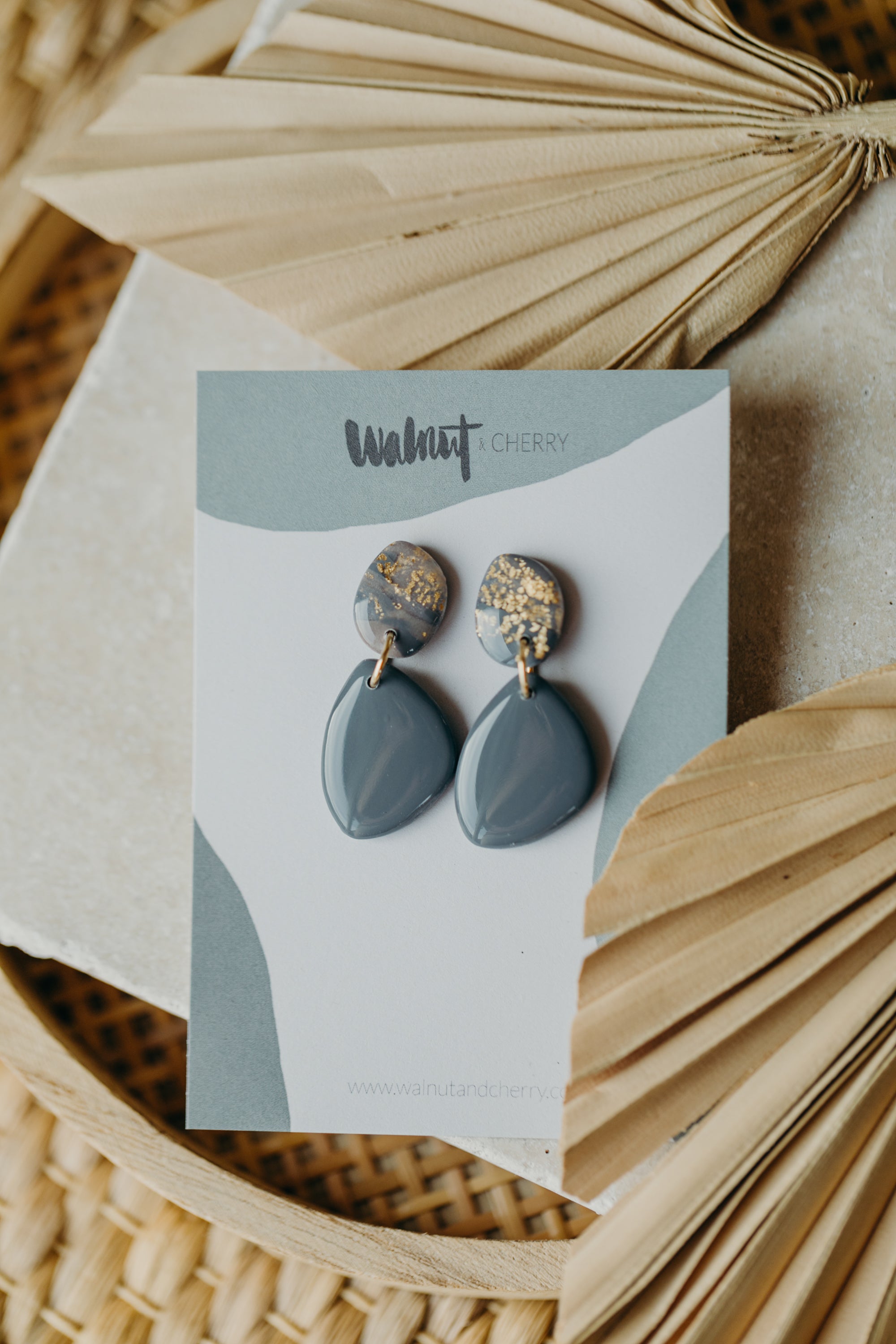 round polymer clay earrings with brass pendant circle