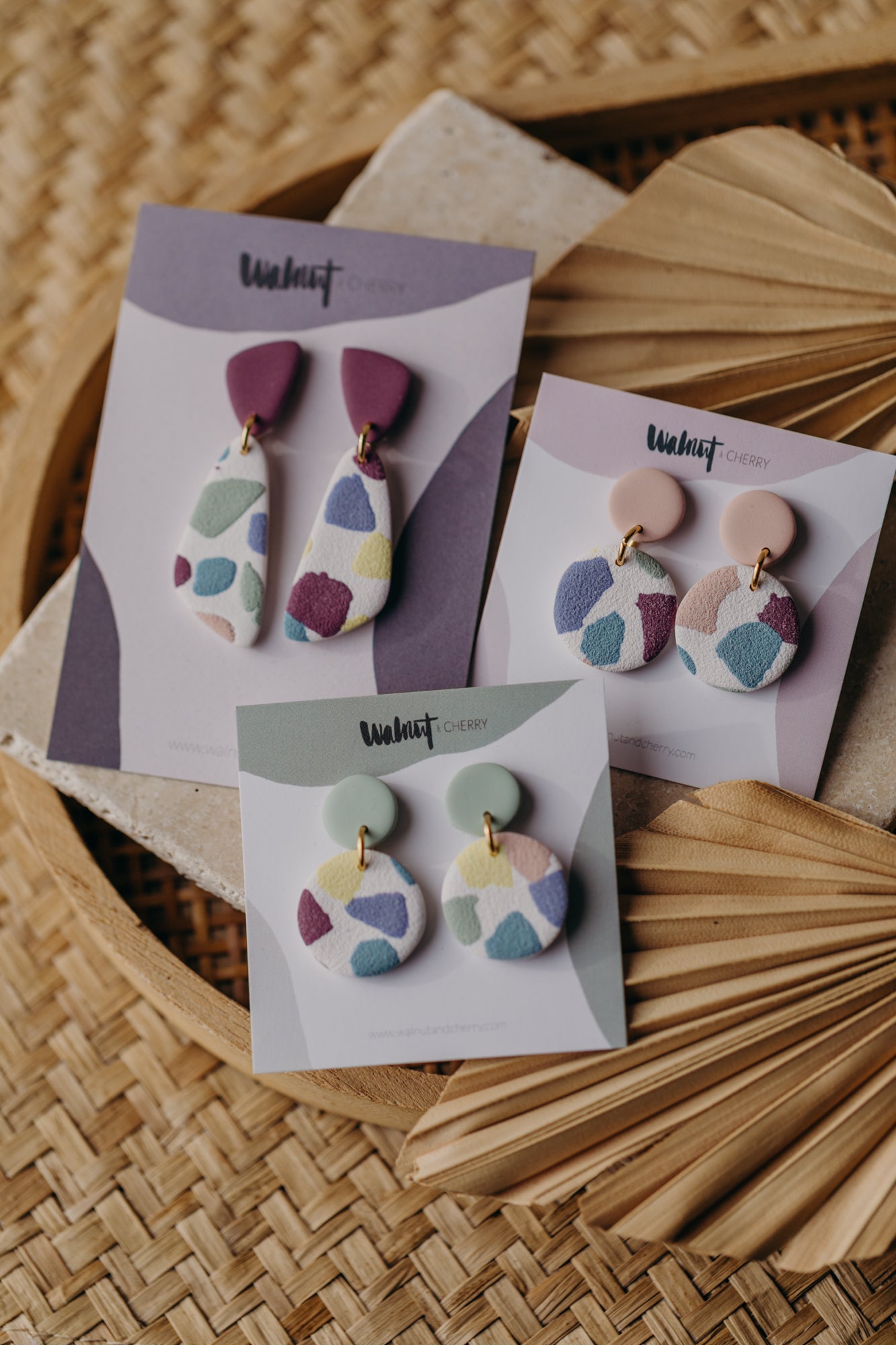 HANNI - colorful elongated earrings made of polymer clay in spring colors
