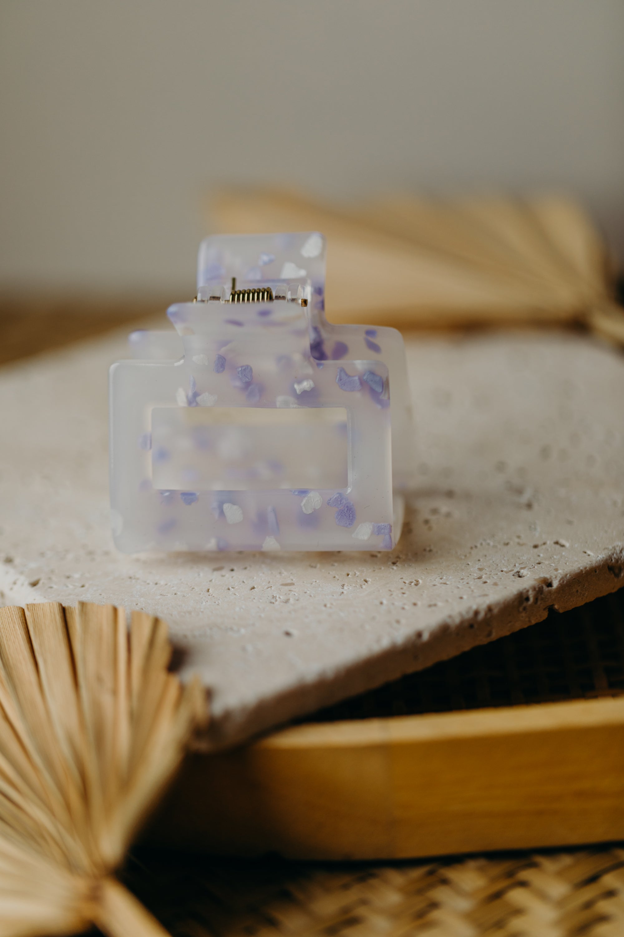 rectangular hair clip white-purple