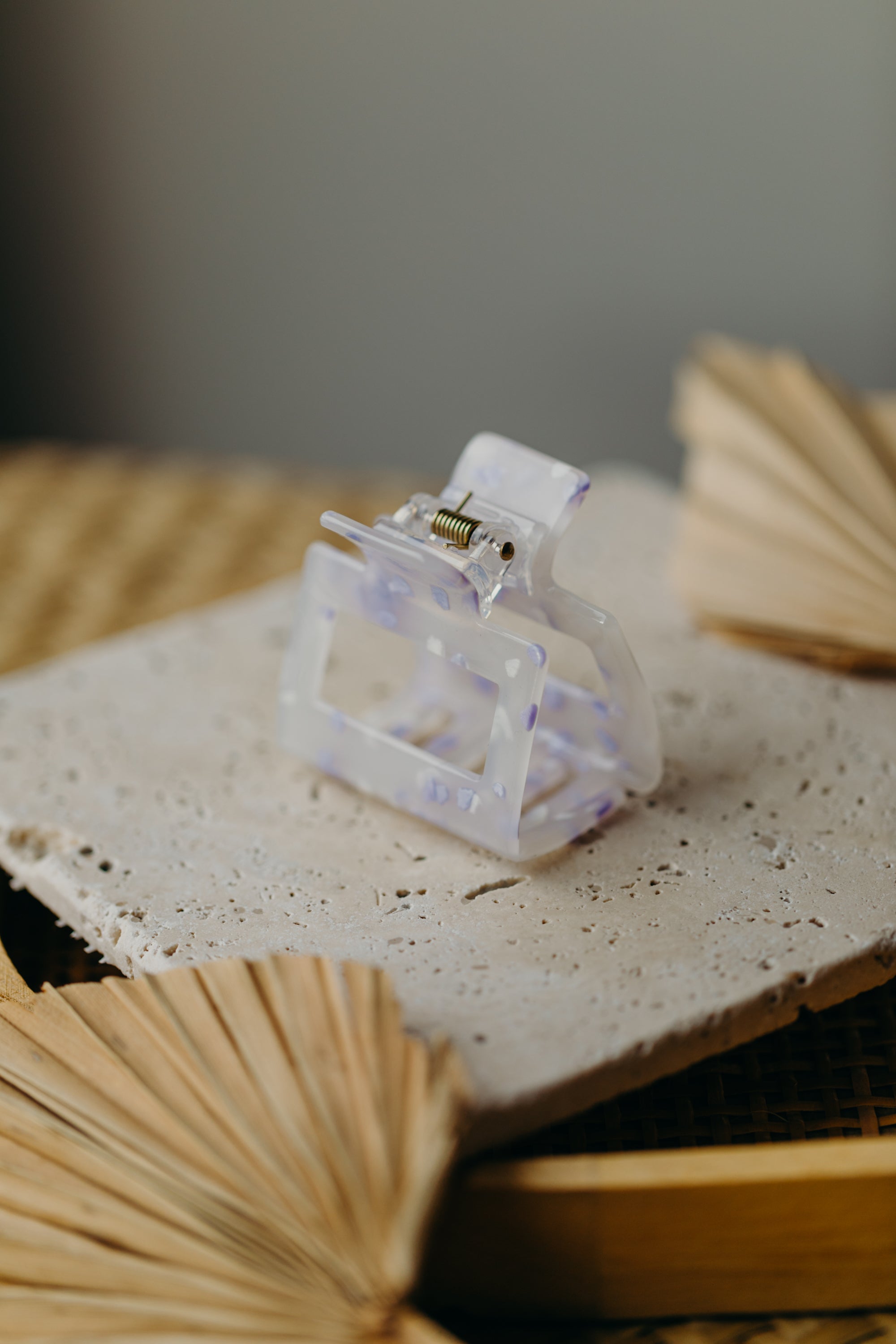 rectangular hair clip white-purple