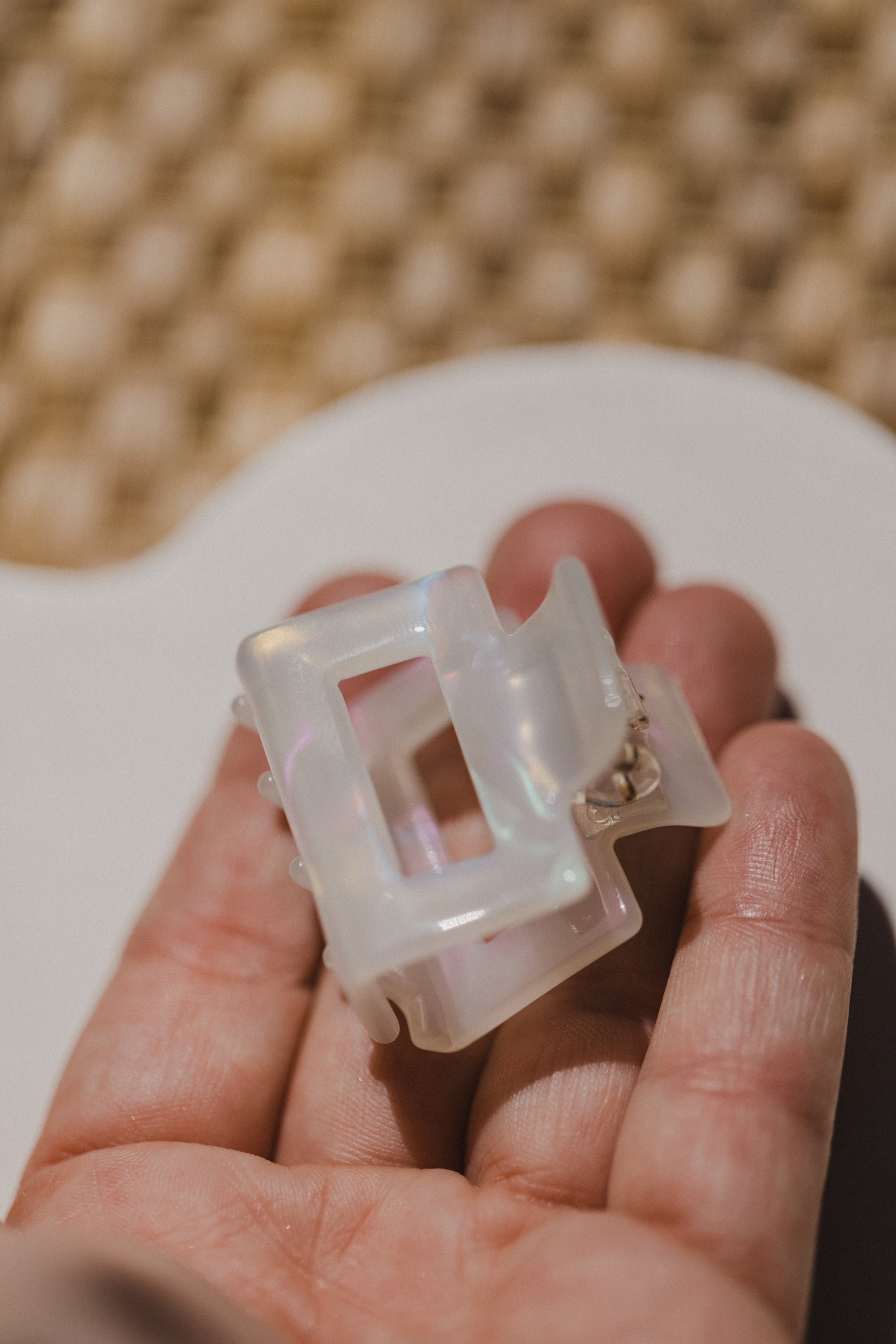 small white hair clip