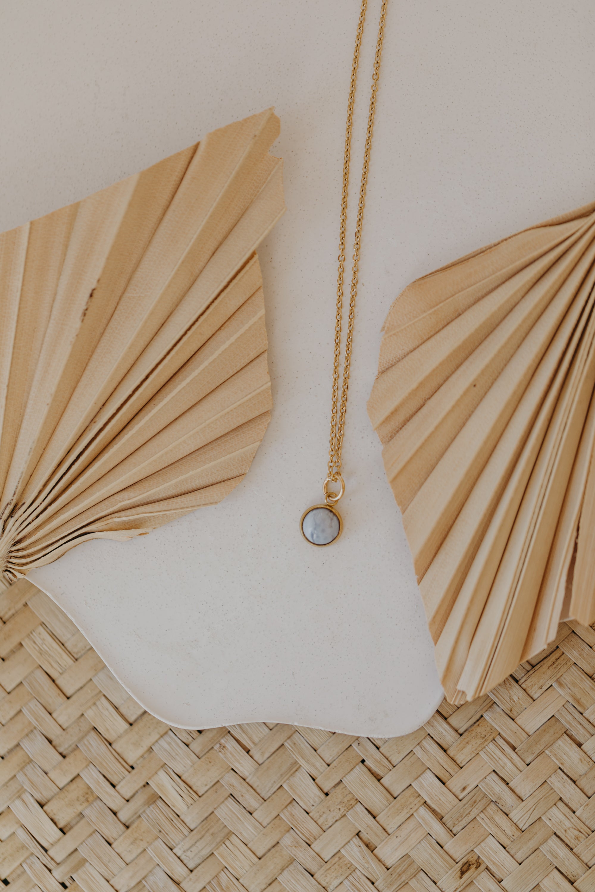 necklace with white jade gemstone
