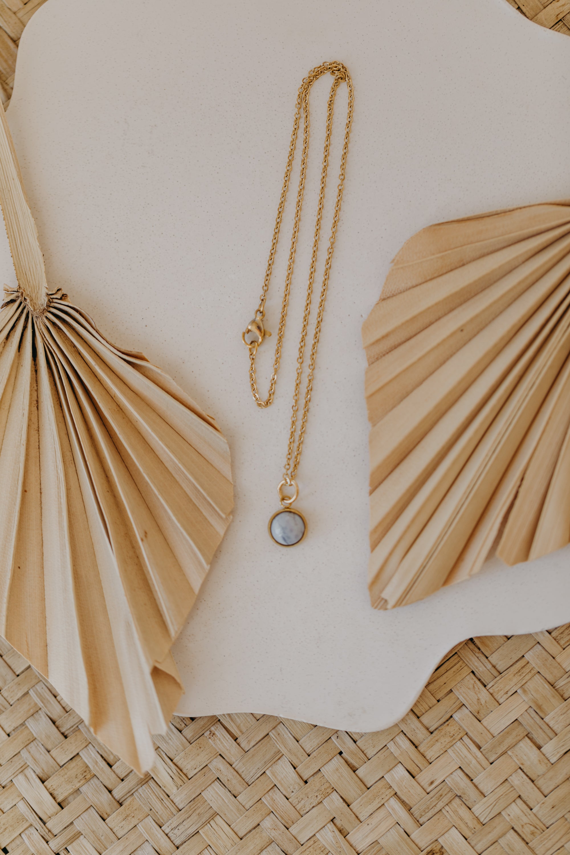 necklace with white jade gemstone