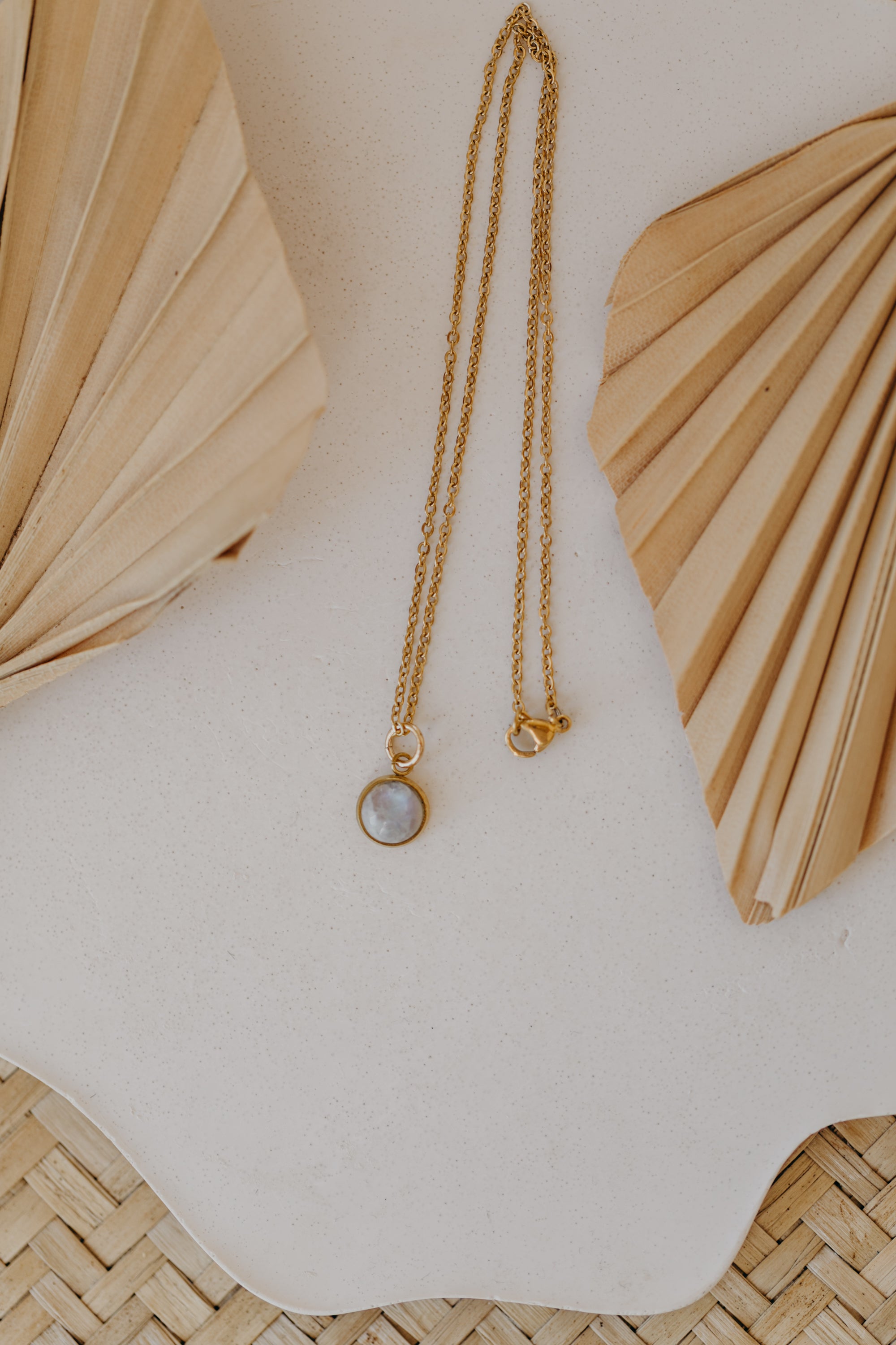 necklace with white jade gemstone
