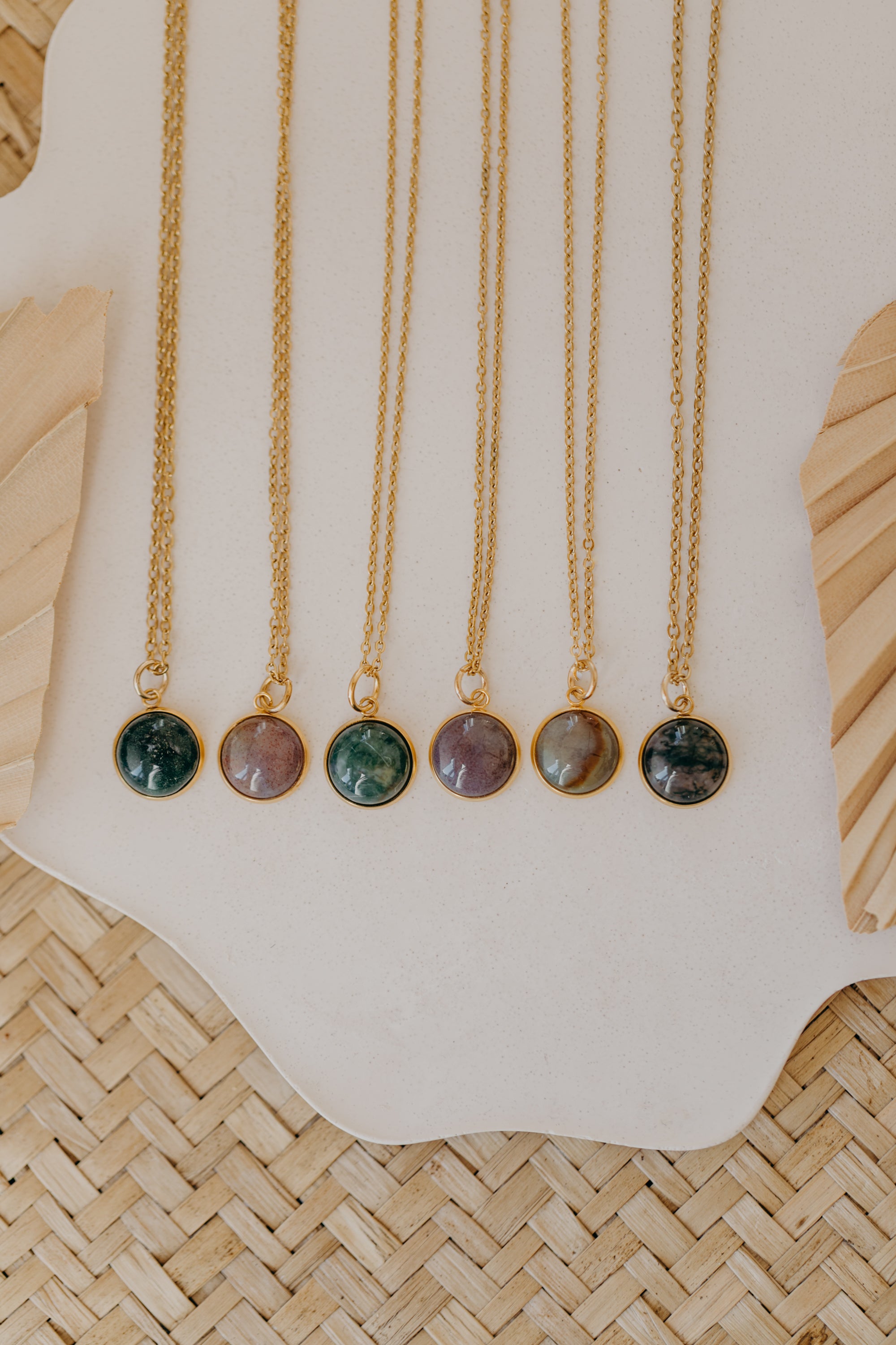 necklace with white jade gemstone