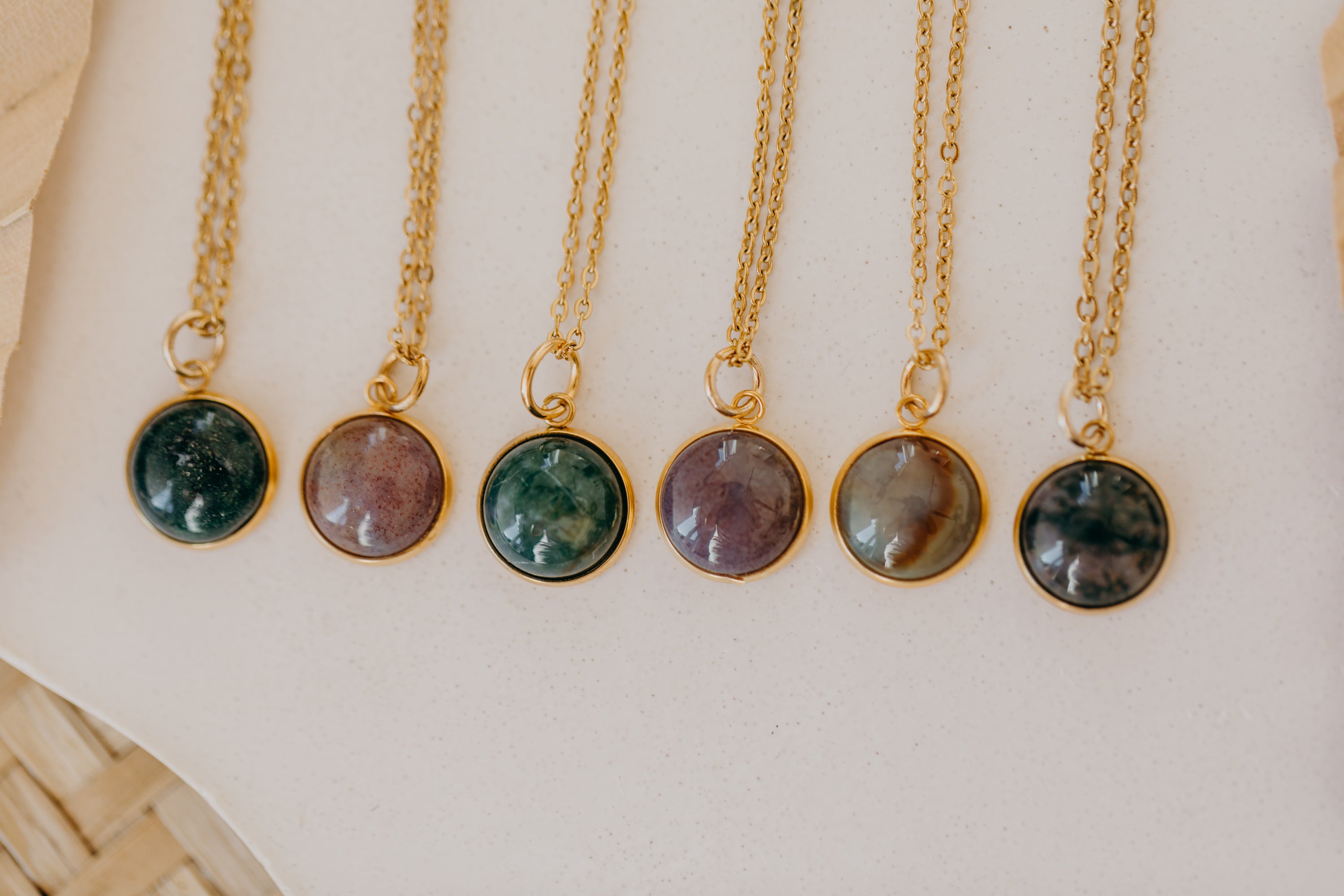 necklace with white jade gemstone