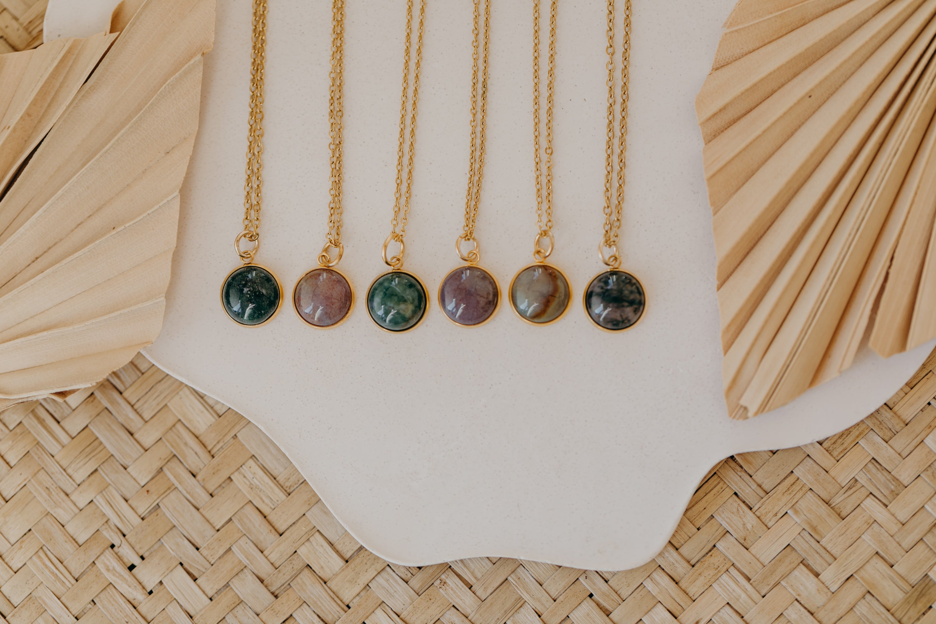 necklace with white jade gemstone