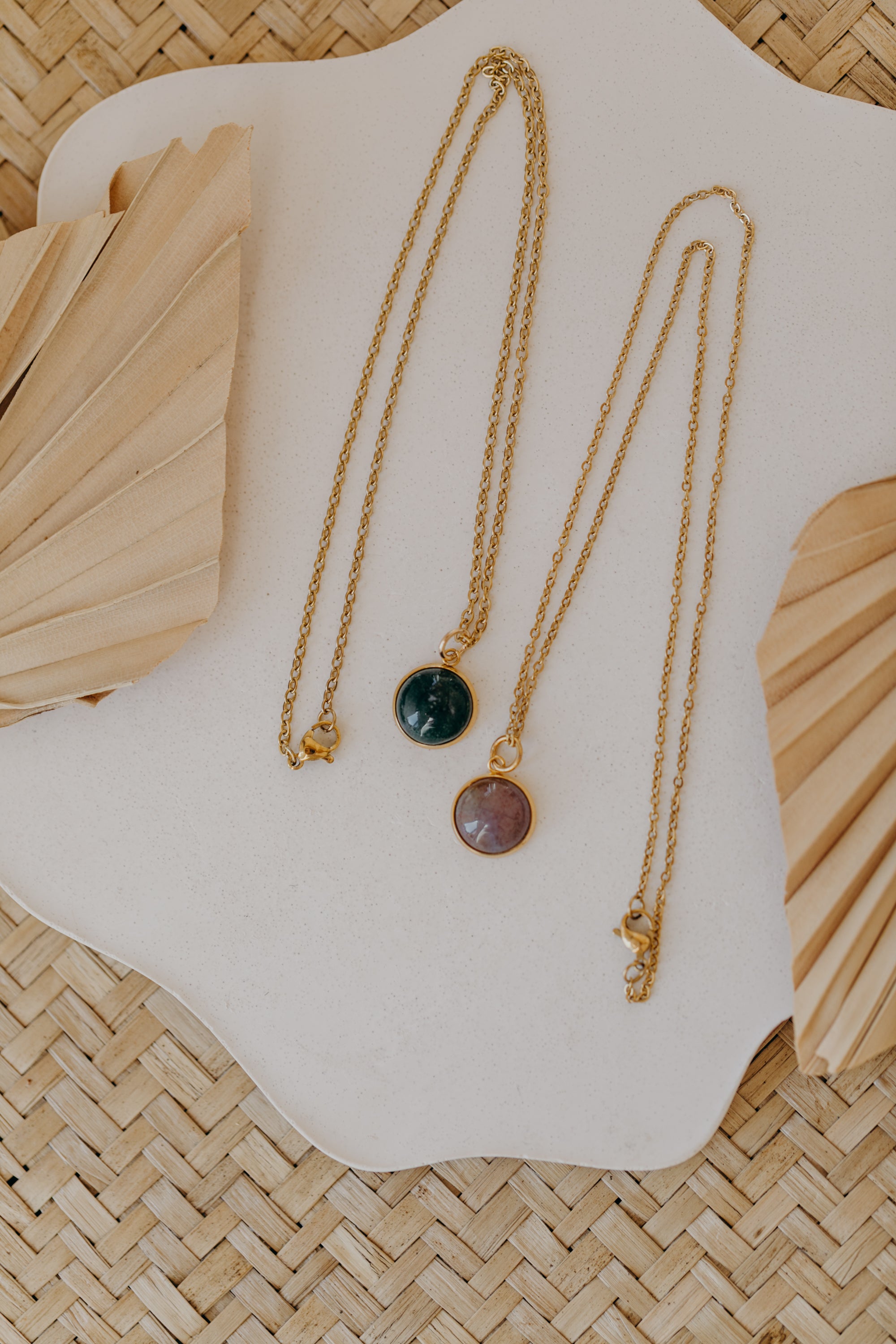 necklace with white jade gemstone