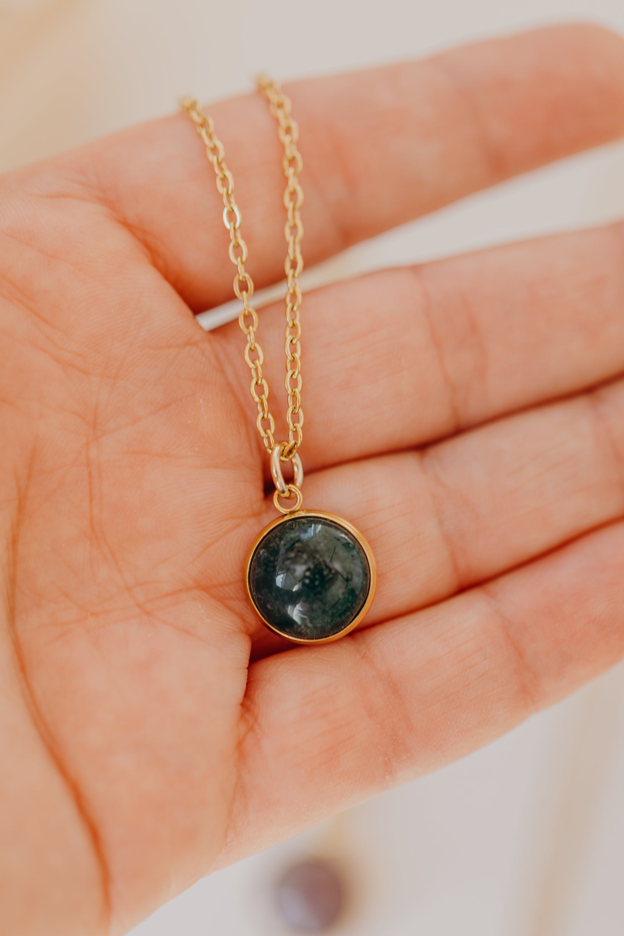 necklace with white jade gemstone