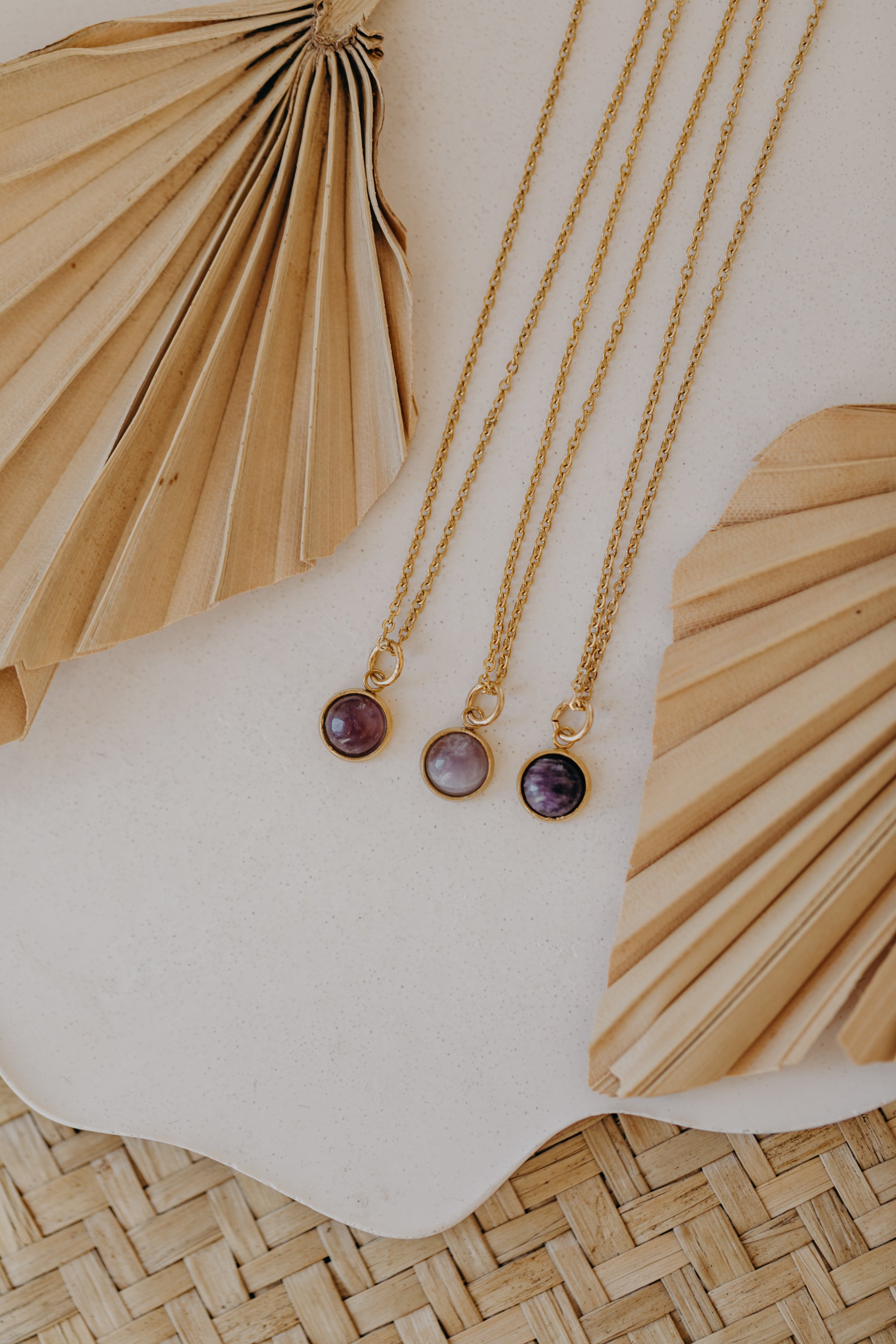 Halskette mit lila Amethyst Edelstein (8 mm)
