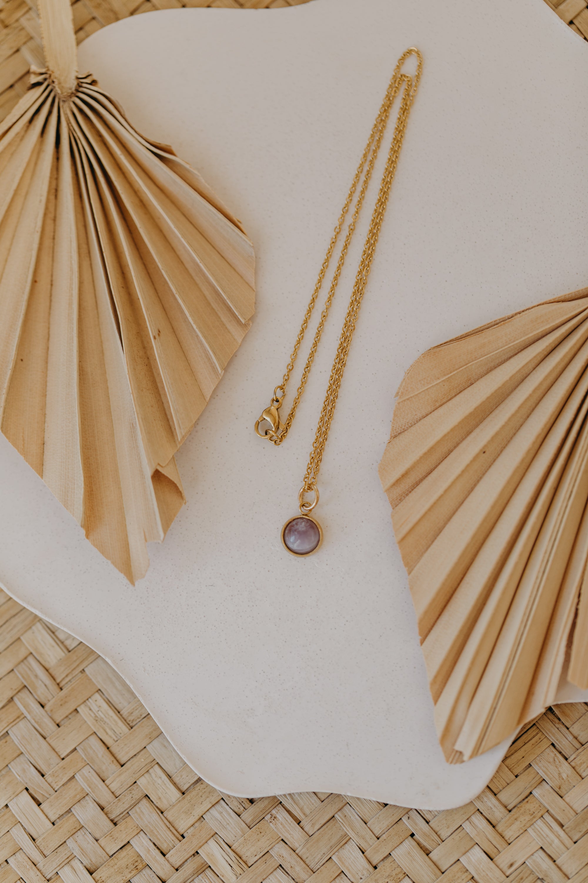 necklace with white jade gemstone
