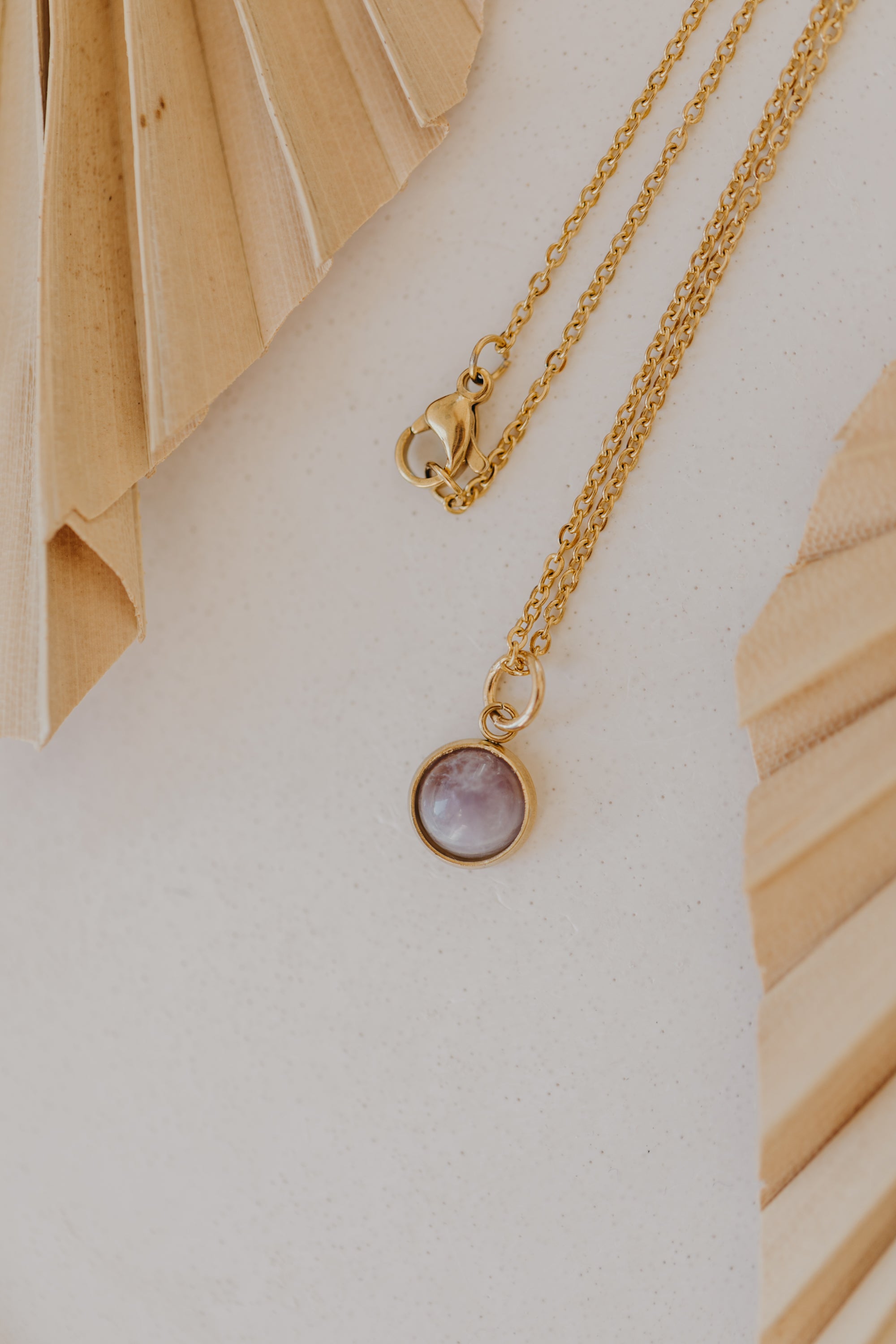 Halskette mit lila Amethyst Edelstein (8 mm)