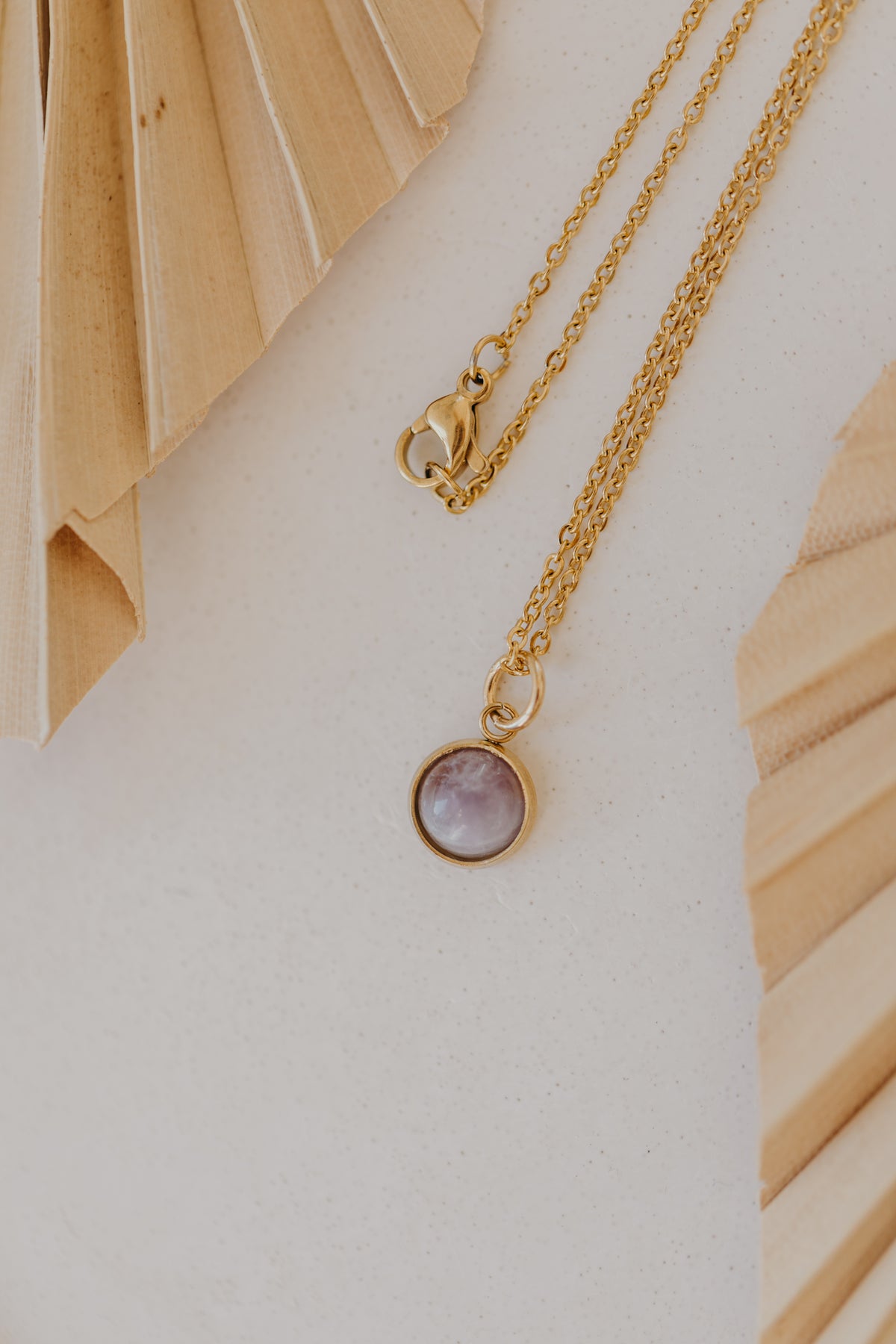 Halskette mit lila Amethyst Edelstein (8 mm)