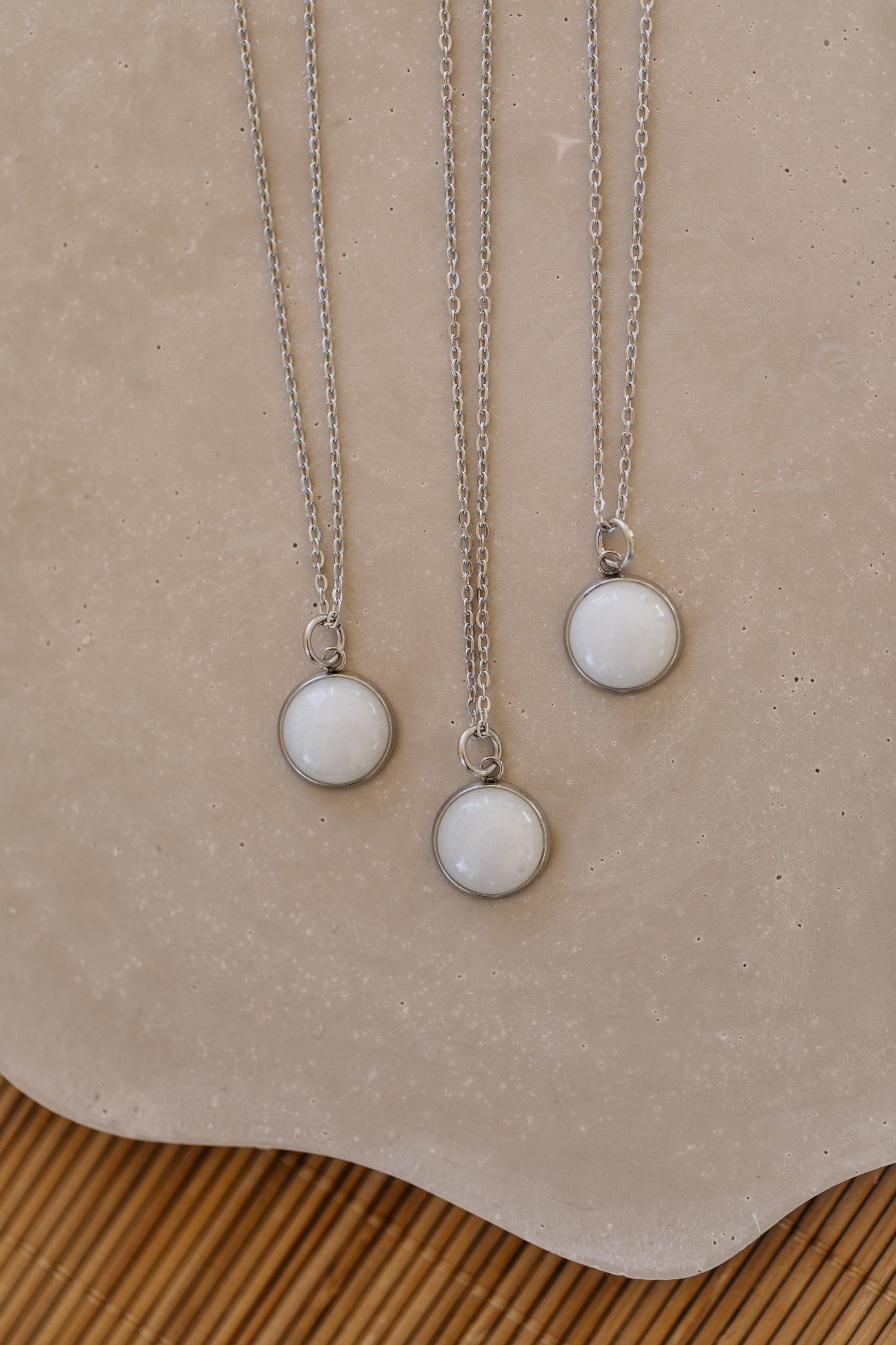 necklace with white jade gemstone
