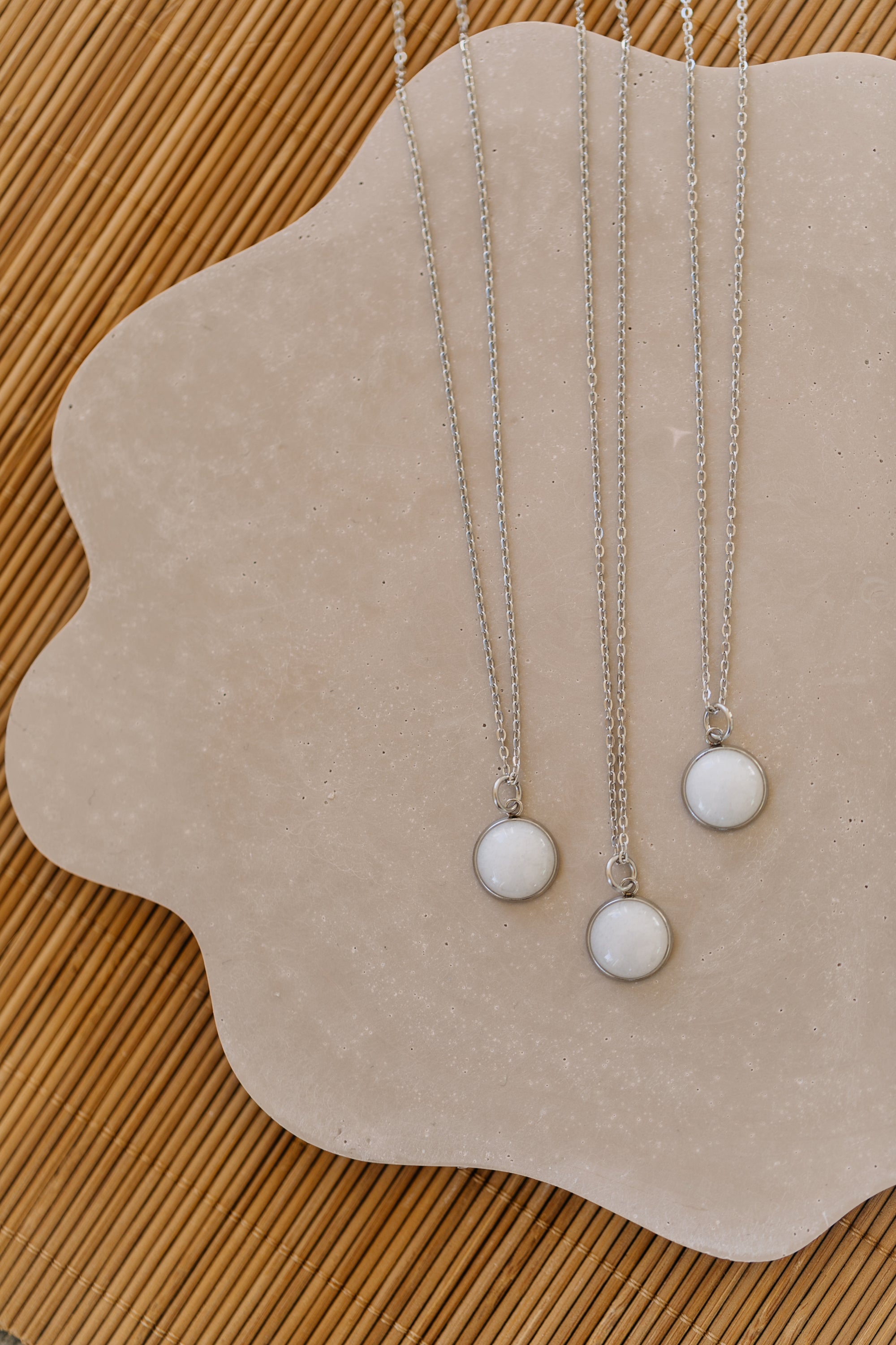 necklace with white jade gemstone