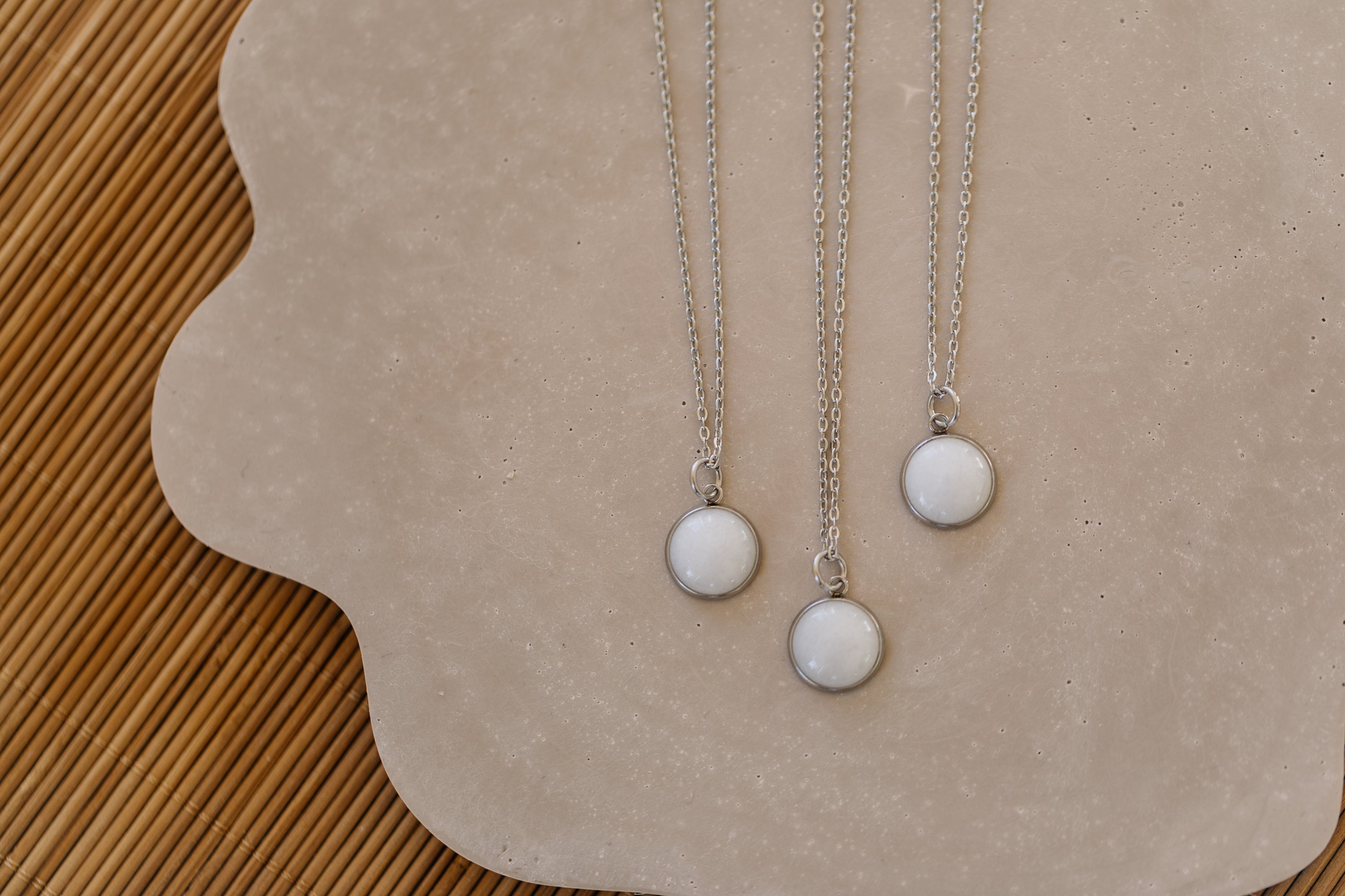necklace with white jade gemstone