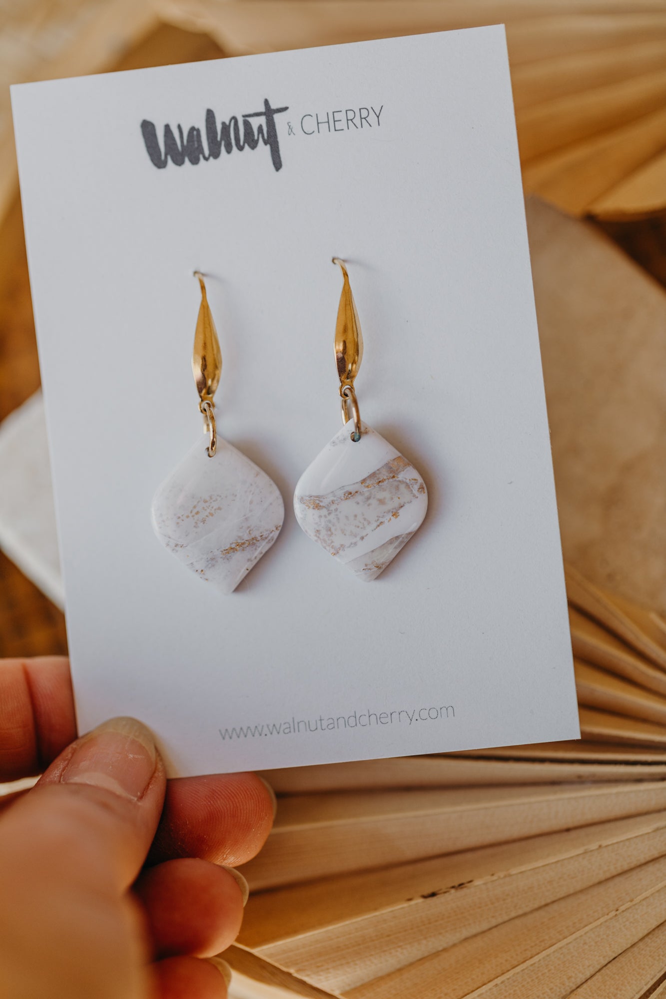 bright polymer clay earrings with gold leaf