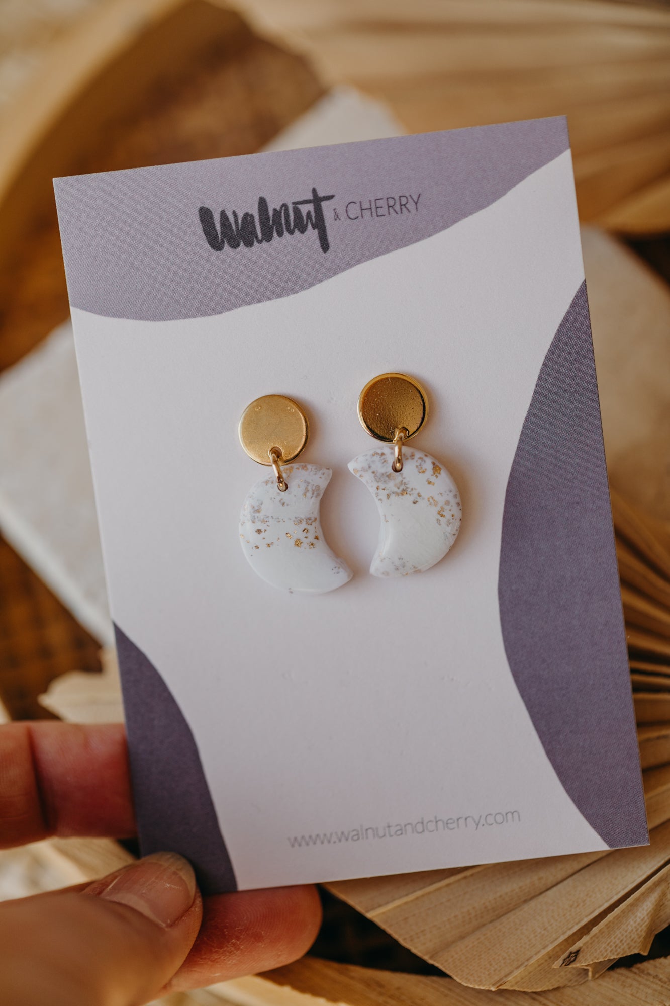 bright polymer clay earrings with gold leaf