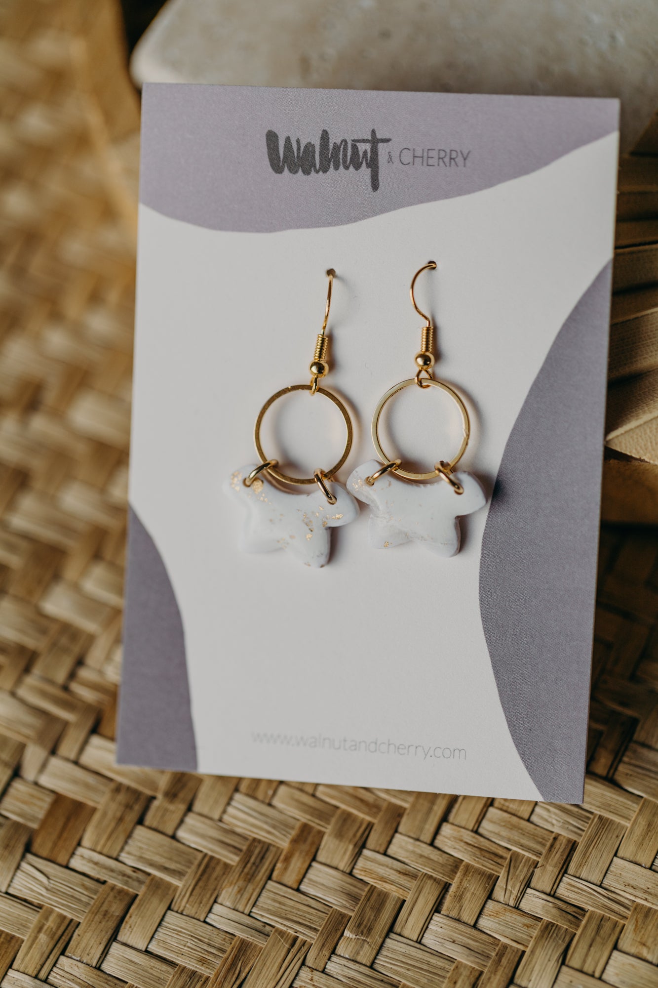 bright polymer clay earrings with gold leaf