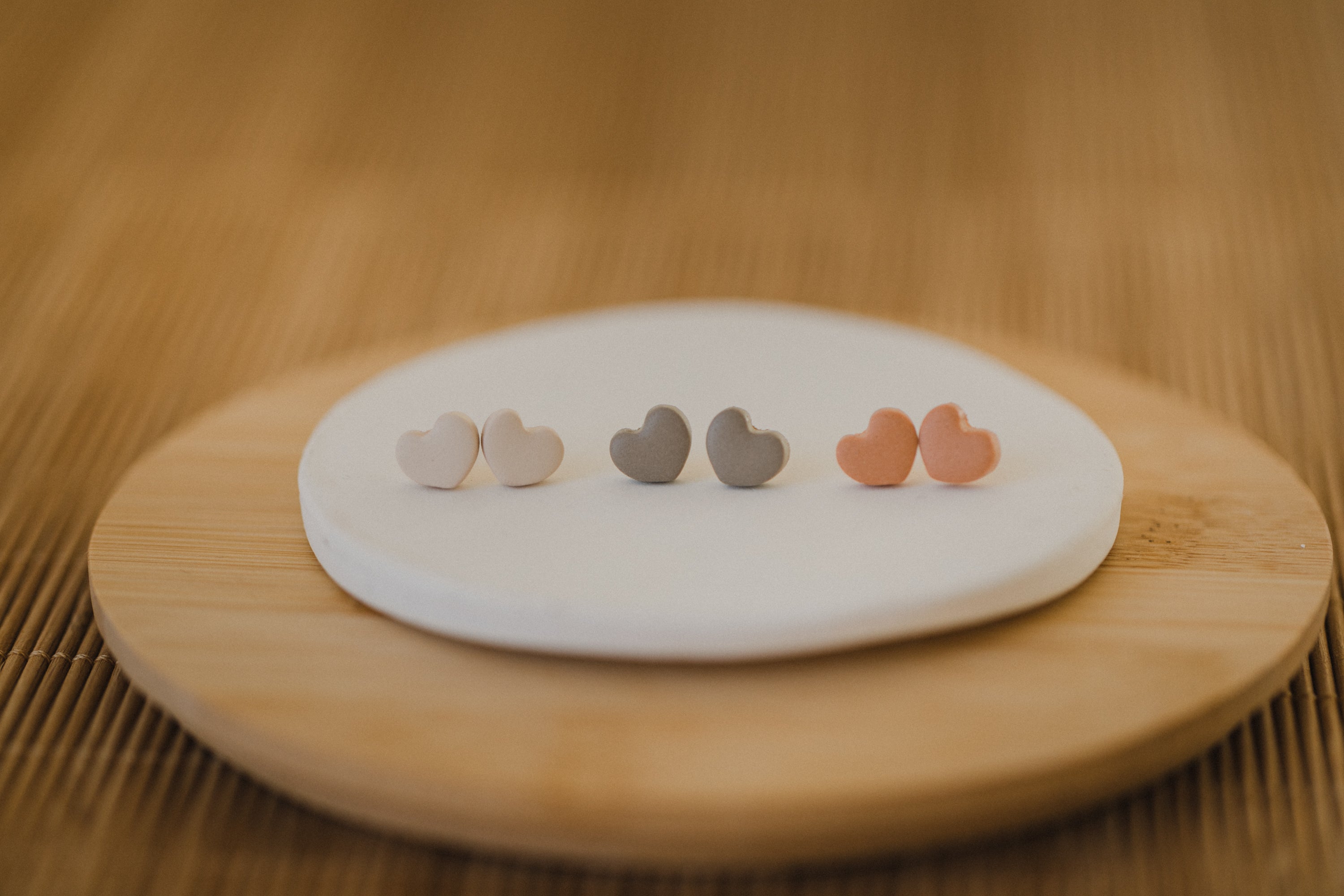 DENO - small heart earrings made of polymer clay