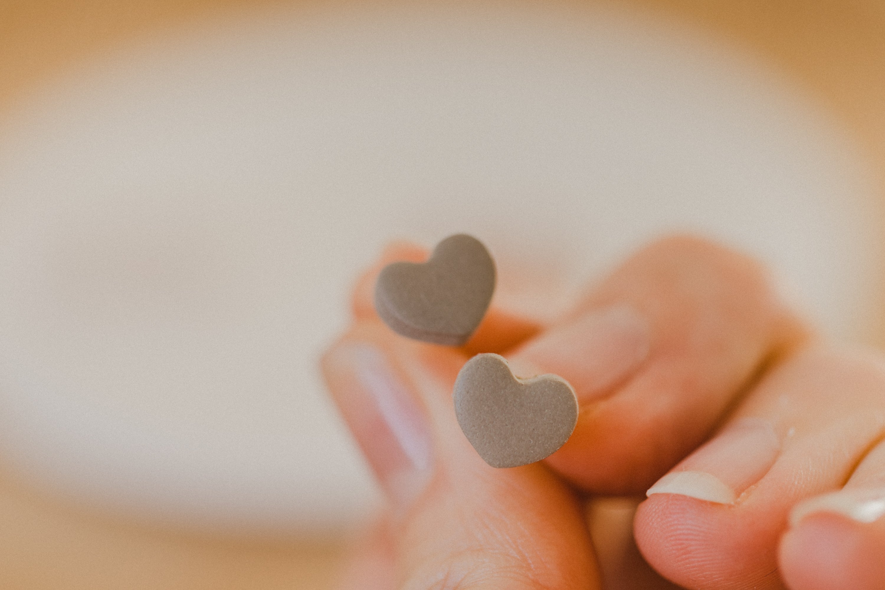 DENO - small heart earrings made of polymer clay