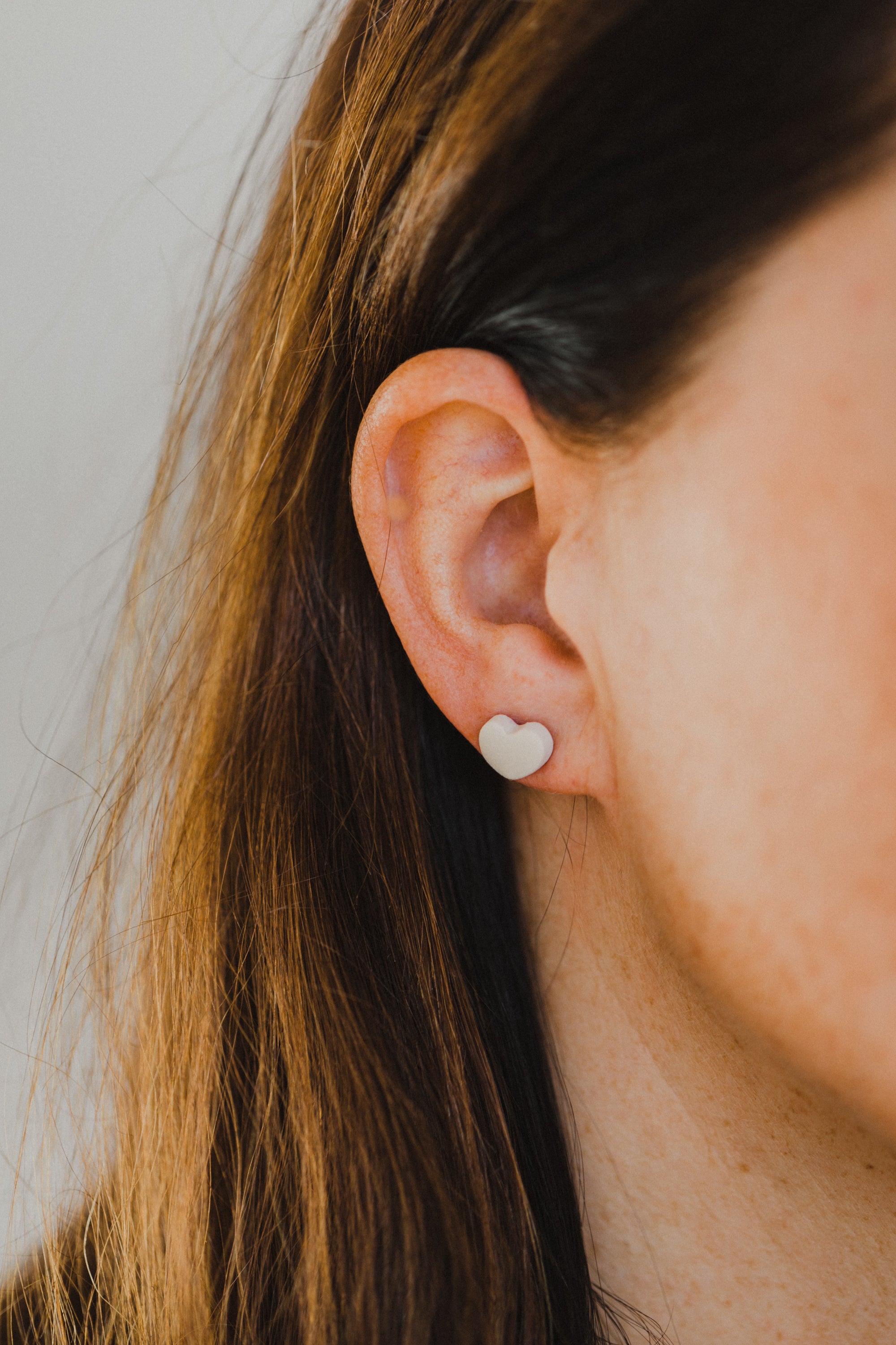 DENO - small heart earrings made of polymer clay