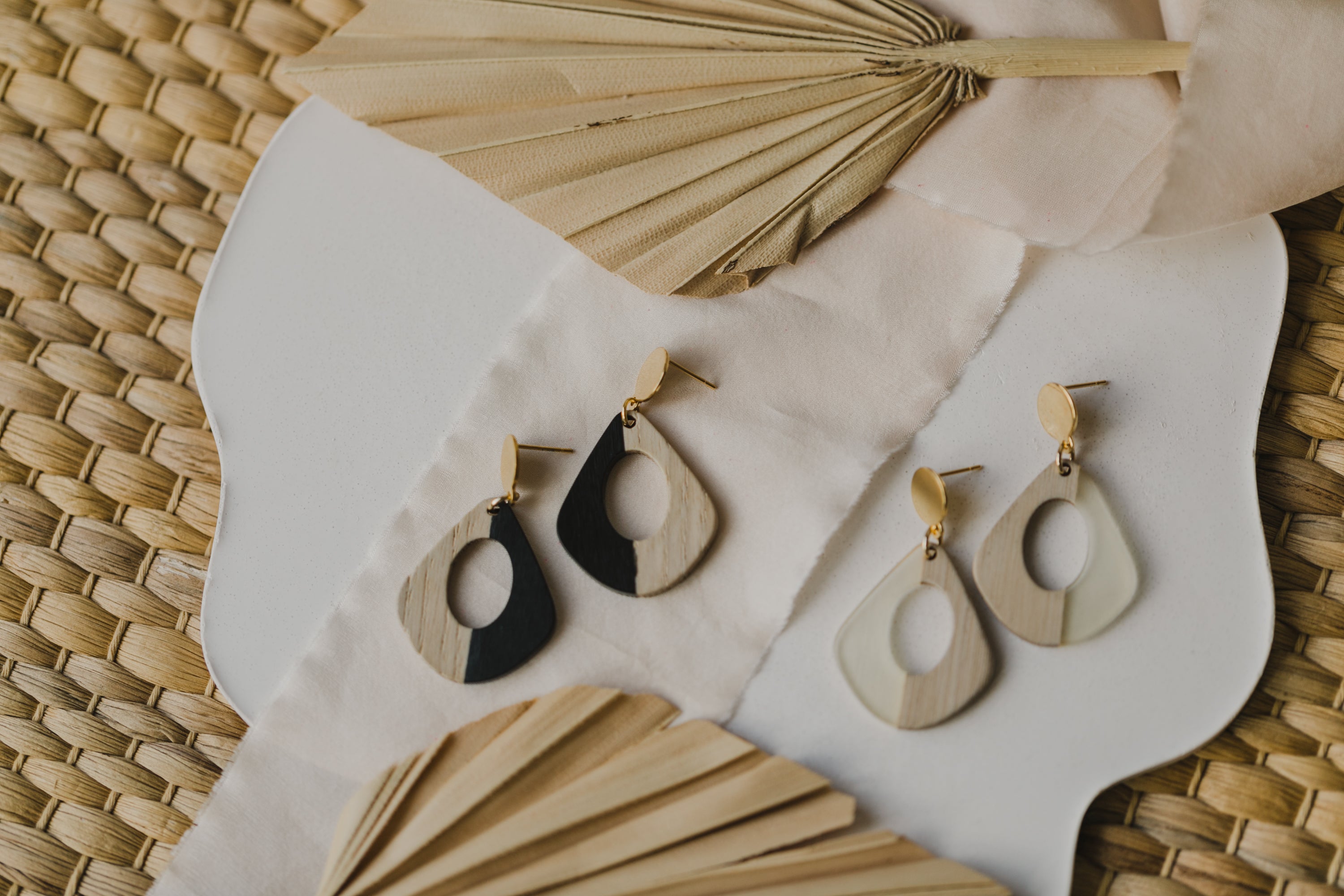 round white wooden earrings