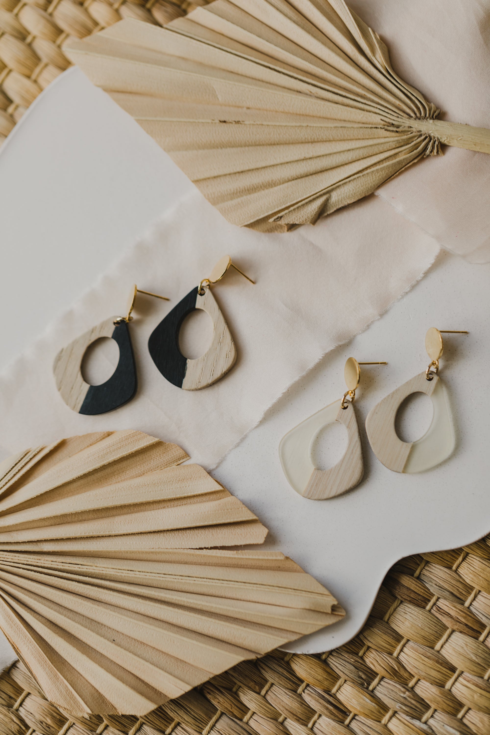 round white wooden earrings
