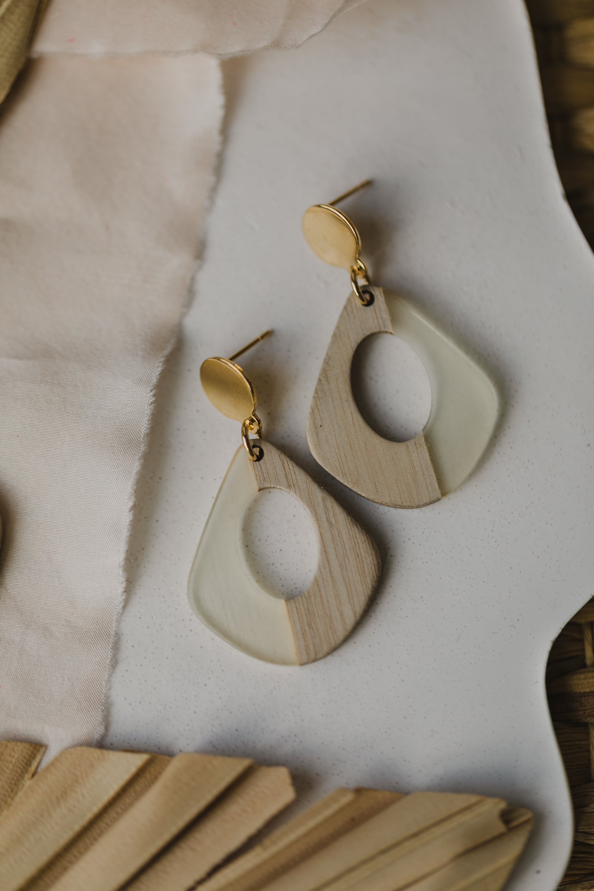 round white wooden earrings