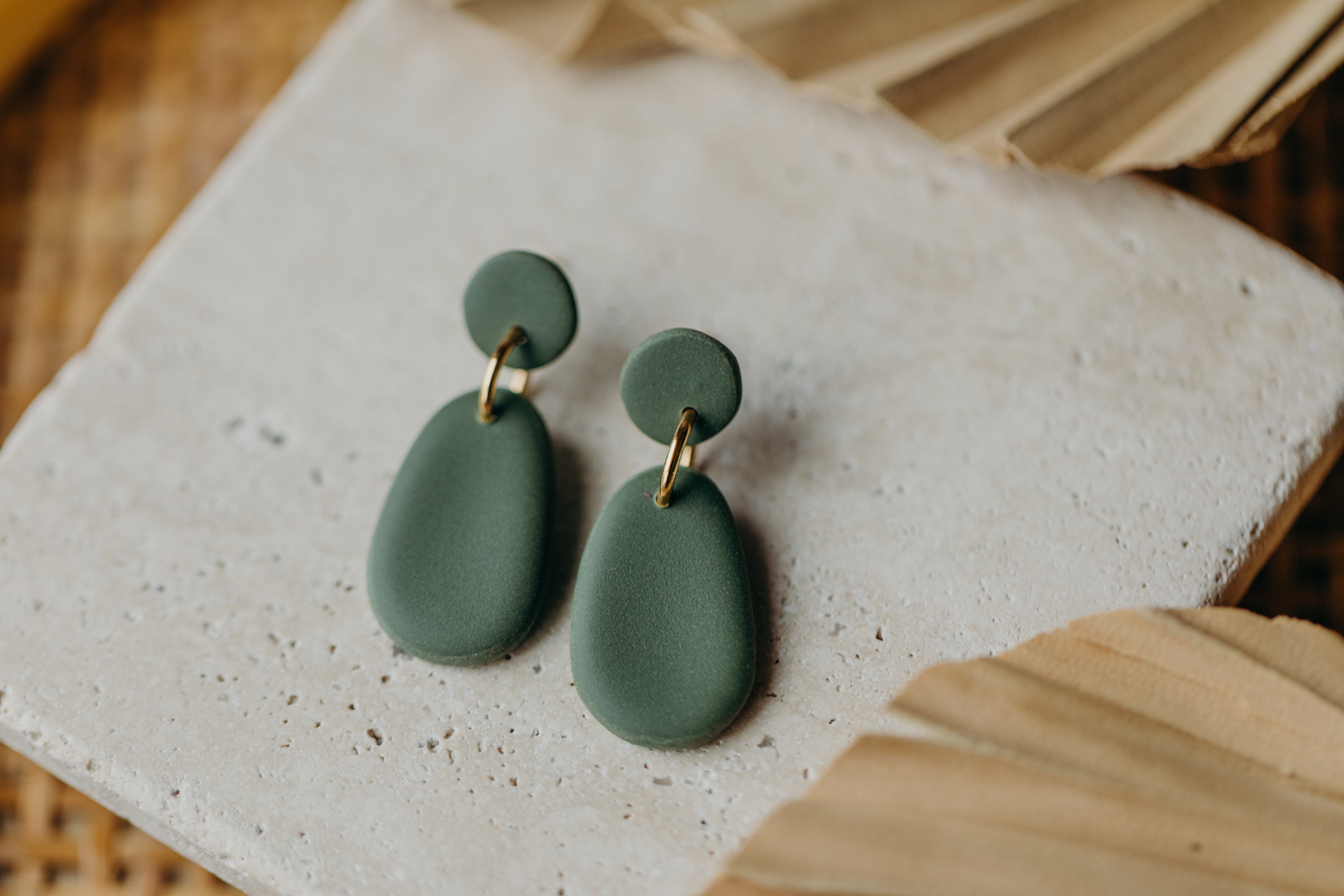 Polymer Clay Earring in Eucalyptus Green