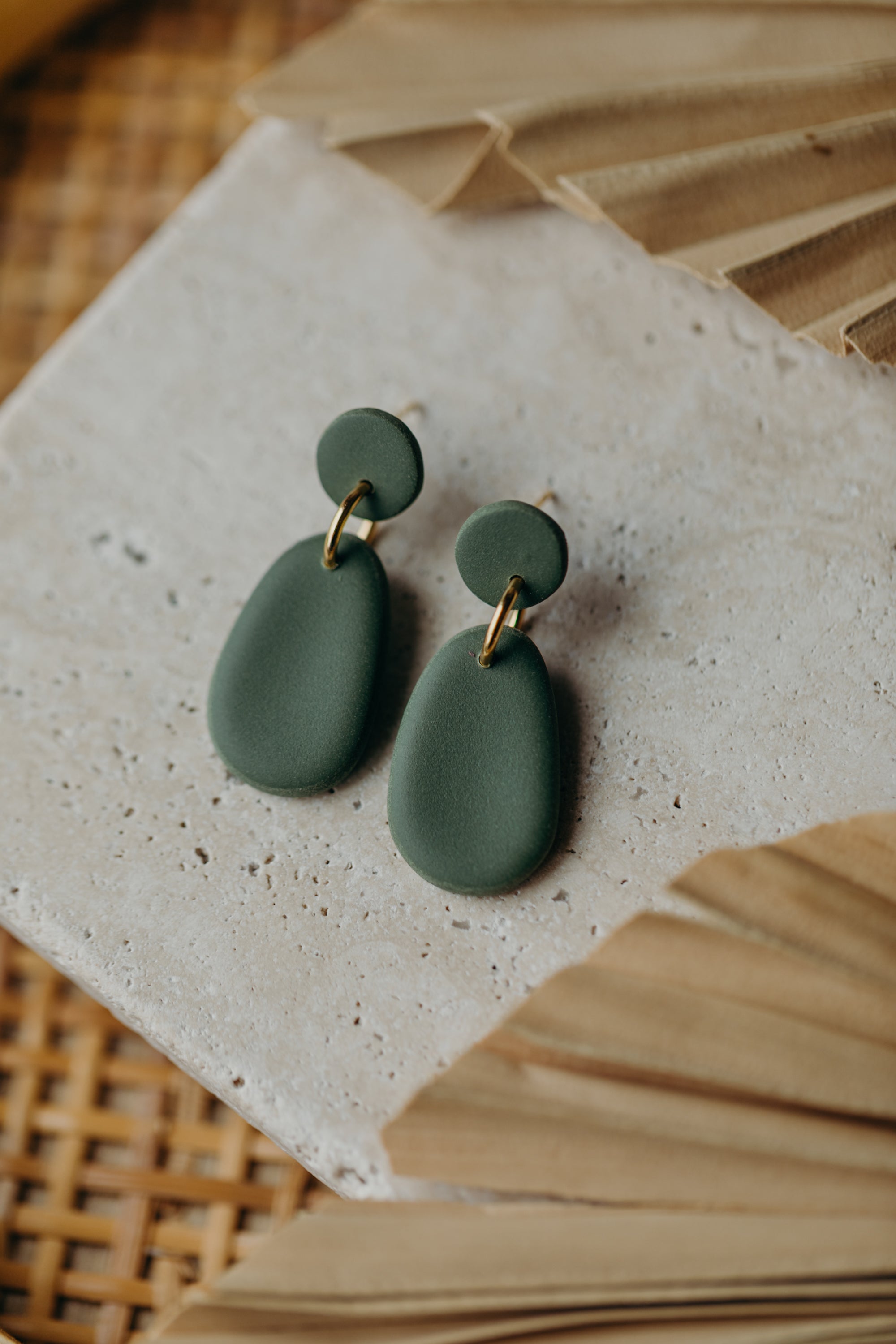 Polymer Clay Earring in Eucalyptus Green