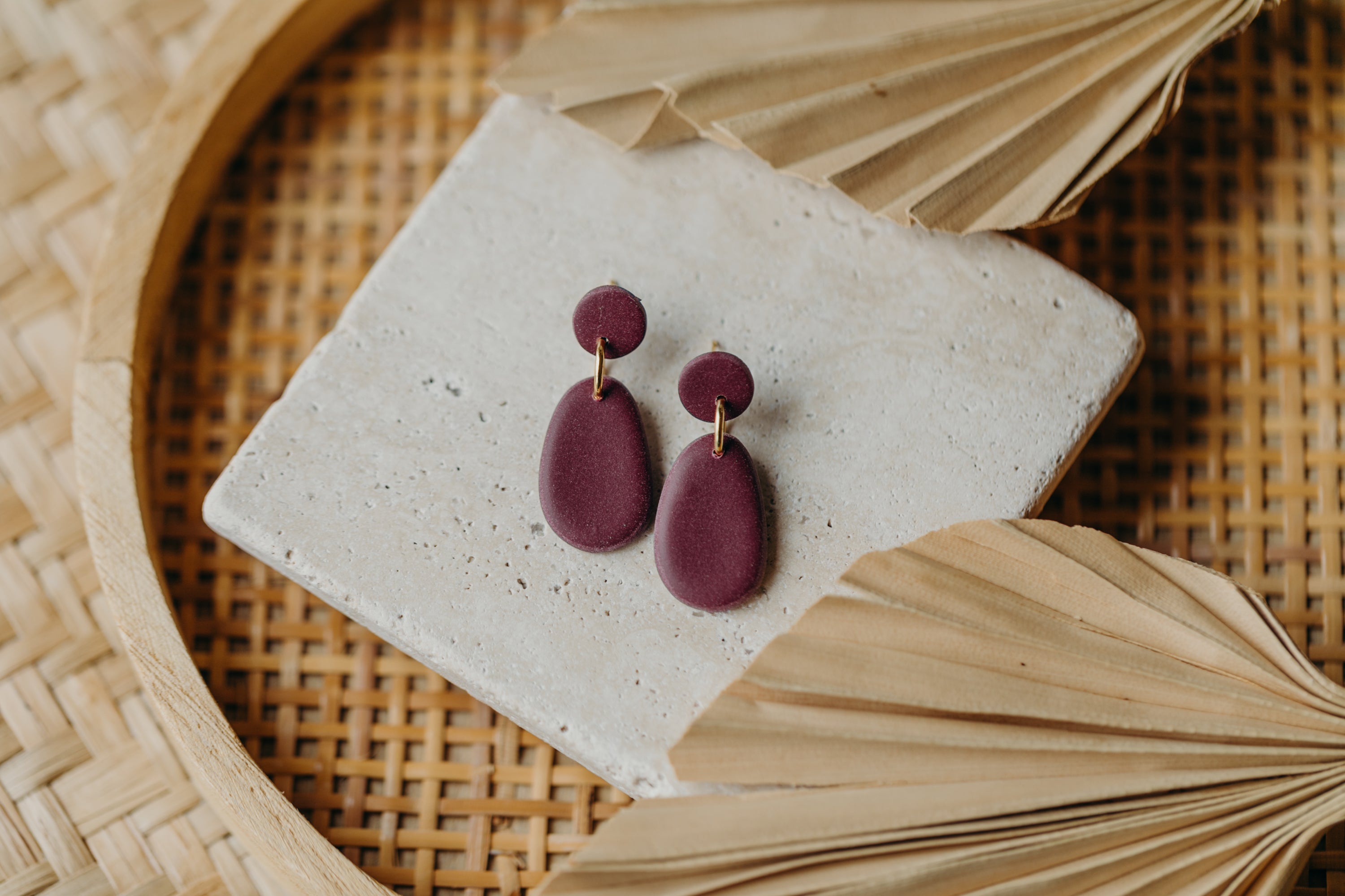 Polymer Clay Earring in Eucalyptus Green