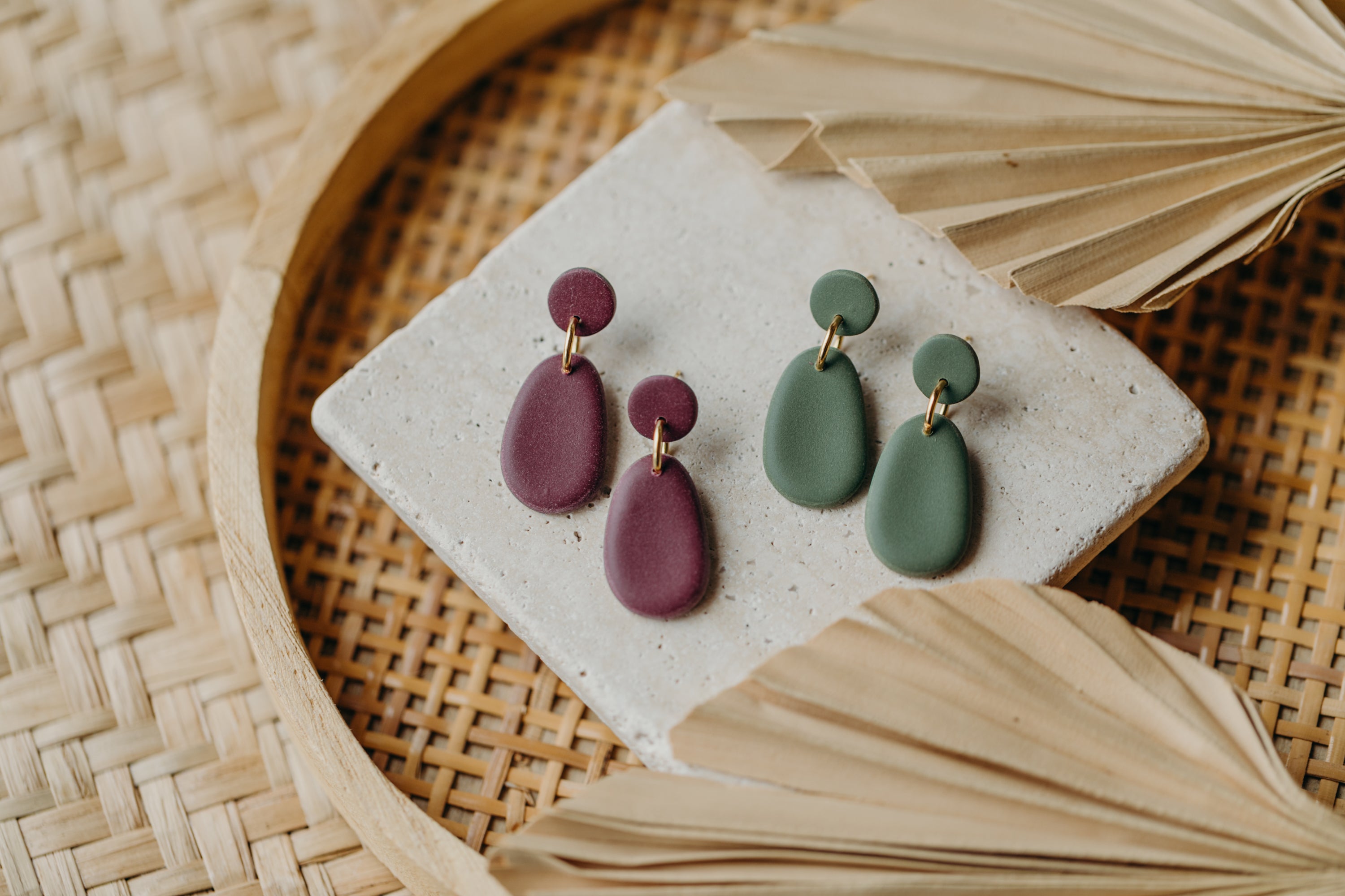 Polymer Clay Earring in Eucalyptus Green