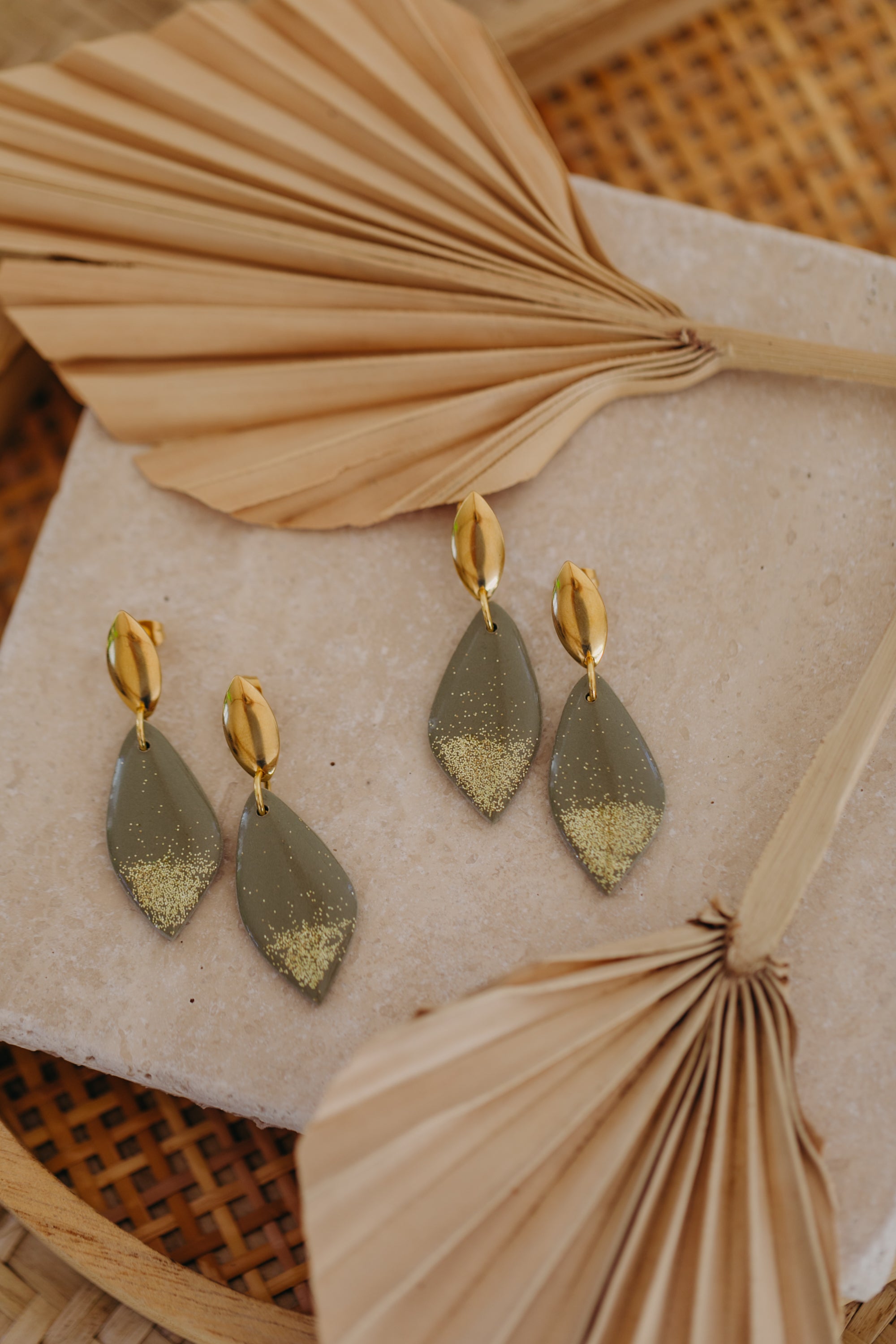 Polymer Clay Earring in Eucalyptus Green