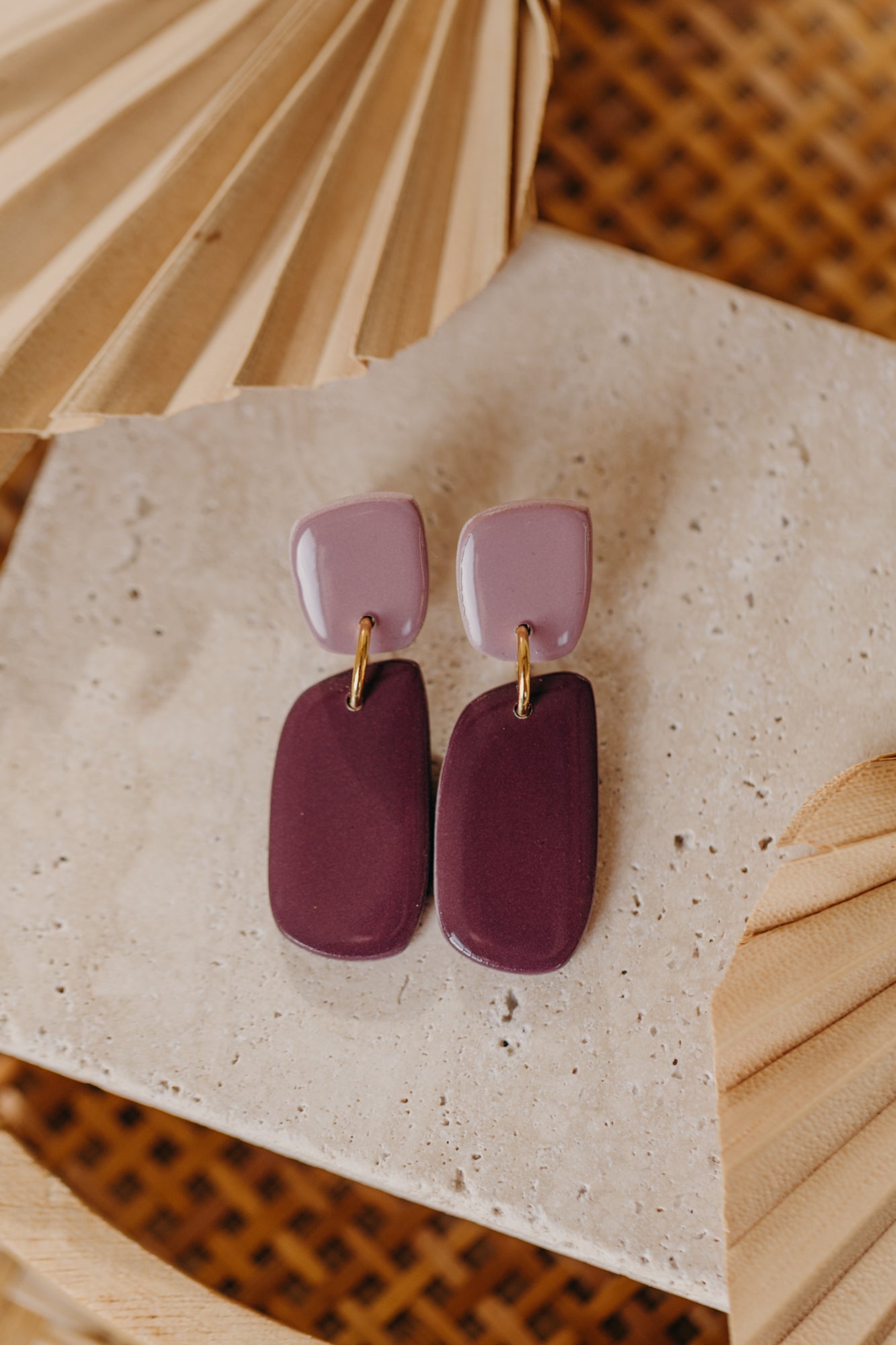 JETTA - zweifarbige glänzende Ohrringe aus Polymer Ton