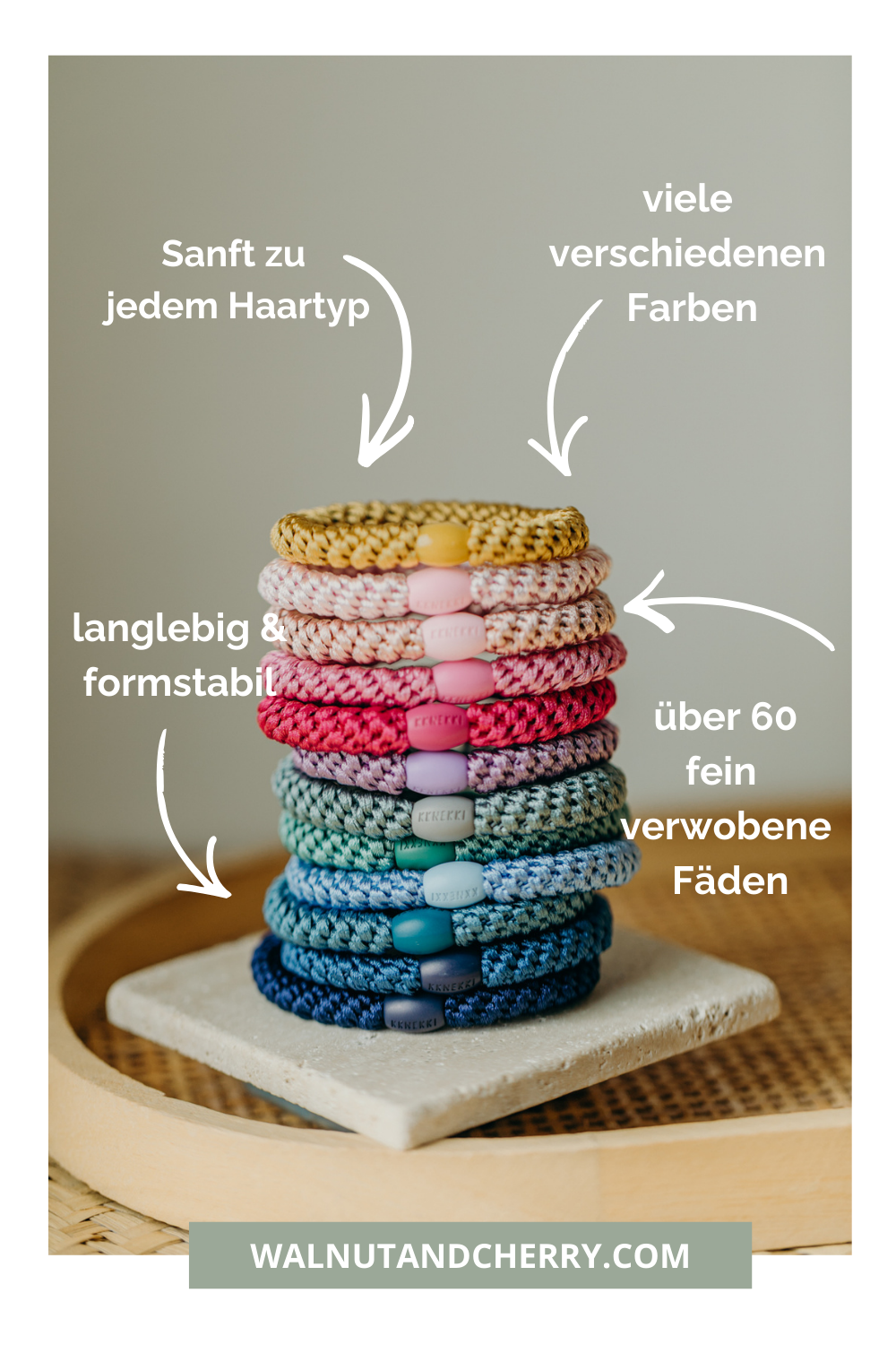 KKNEKKI Haargummi Set 048: 4 Haargummis im Set Aqua, Lavendel, Bubble Gum und Mix Plum Faded Green Glitter