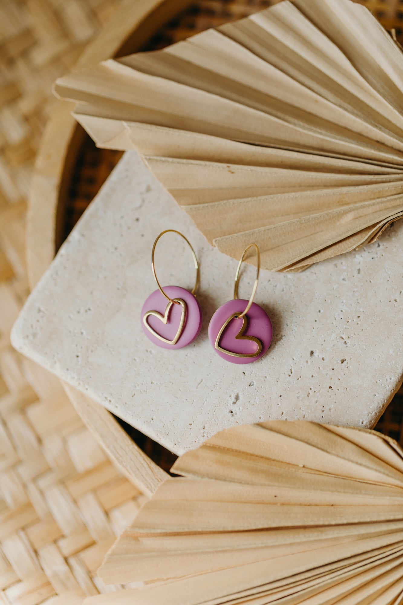 LENYA - Creolen mit Herz in Fuchsia
