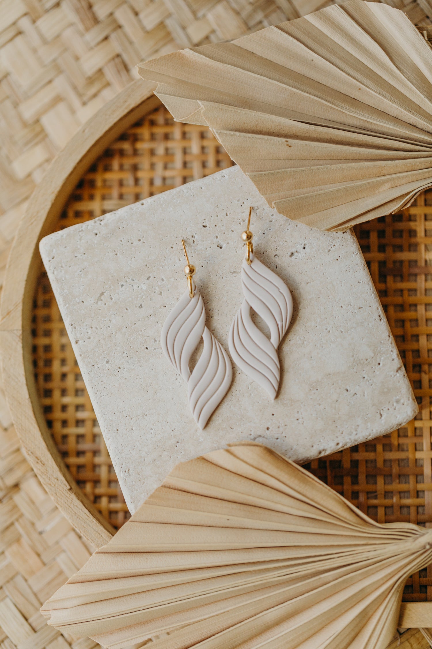 Francesca - Polymer clay earrings in orange, light purple and red